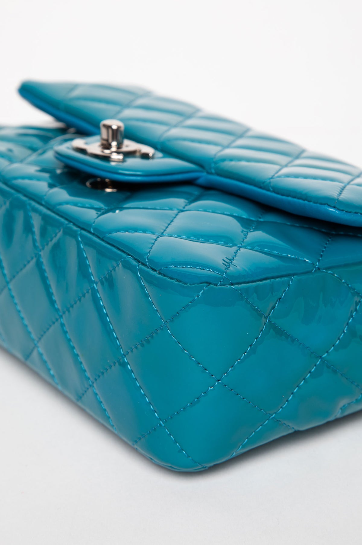 Chanel Turquoise Patent Mini Rectangular Flap Bag