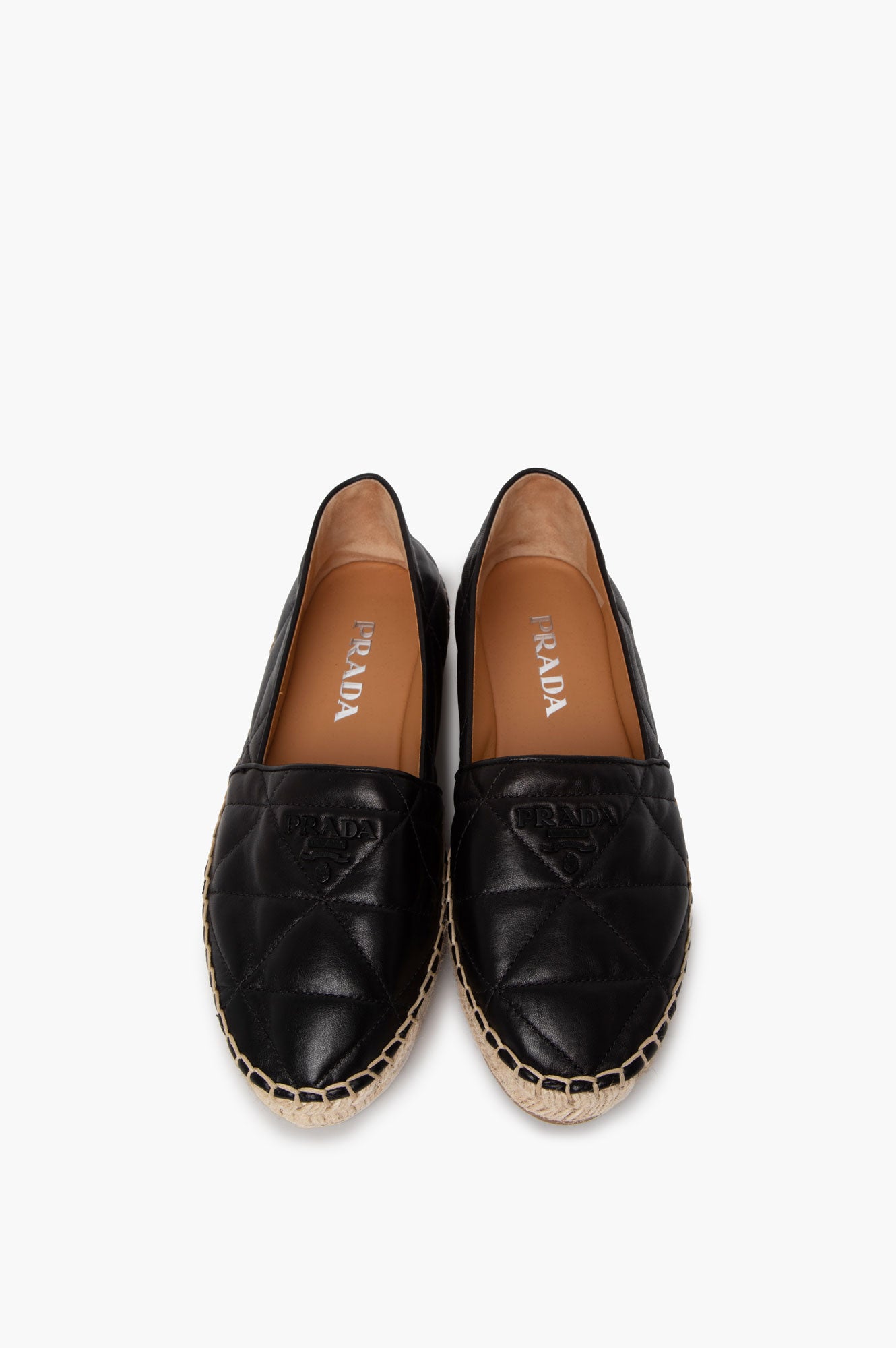 Prada Nappa Leather Espadrilles In Black Size 36.5
