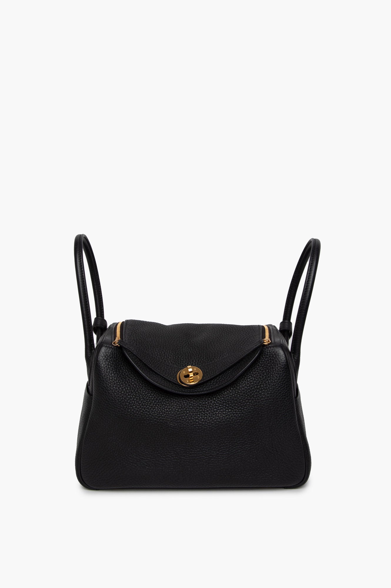 Hermes Black Lindy 26 Clemence GHW Bag