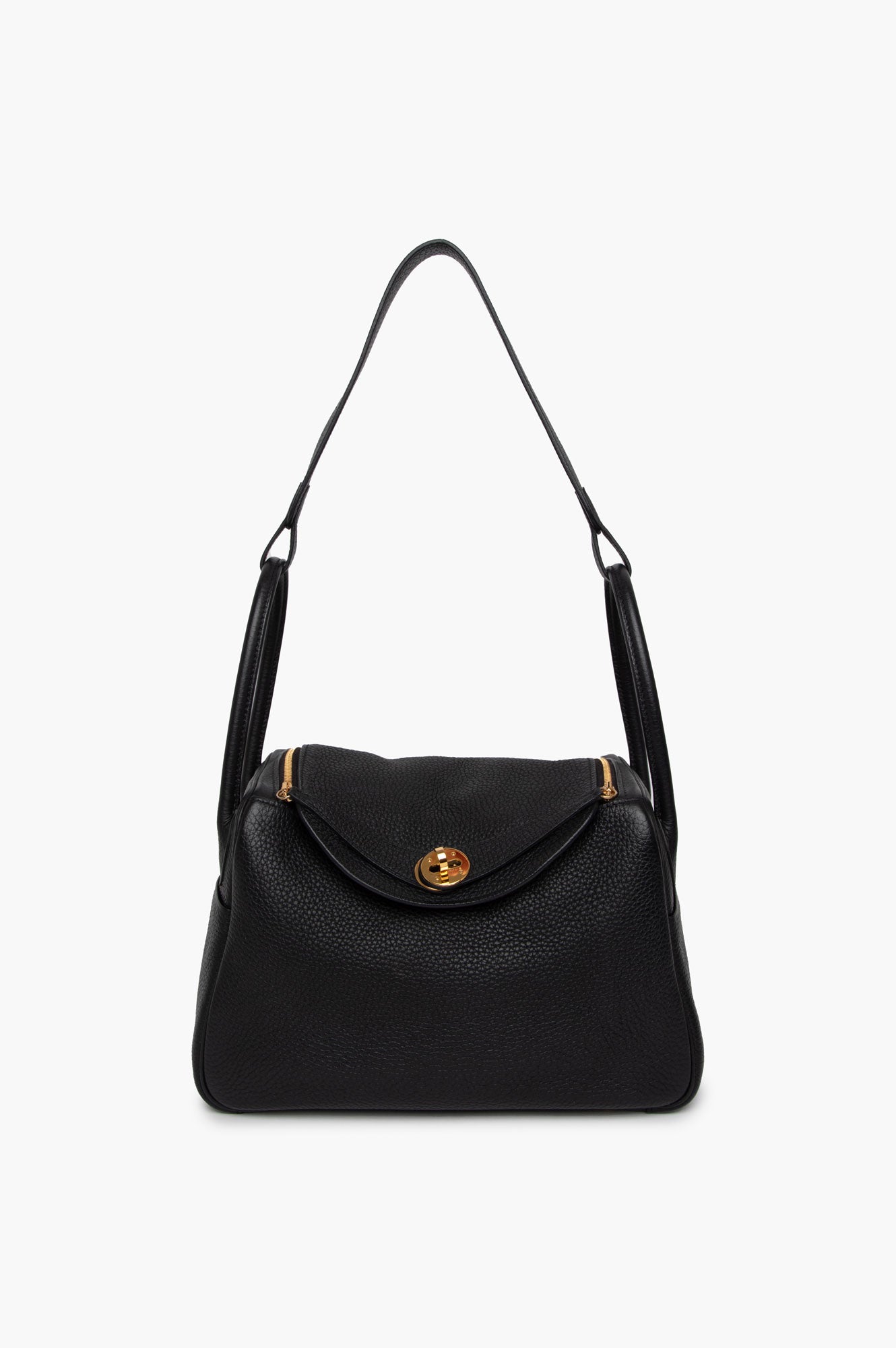 Hermes Black Lindy 26 Clemence GHW Bag