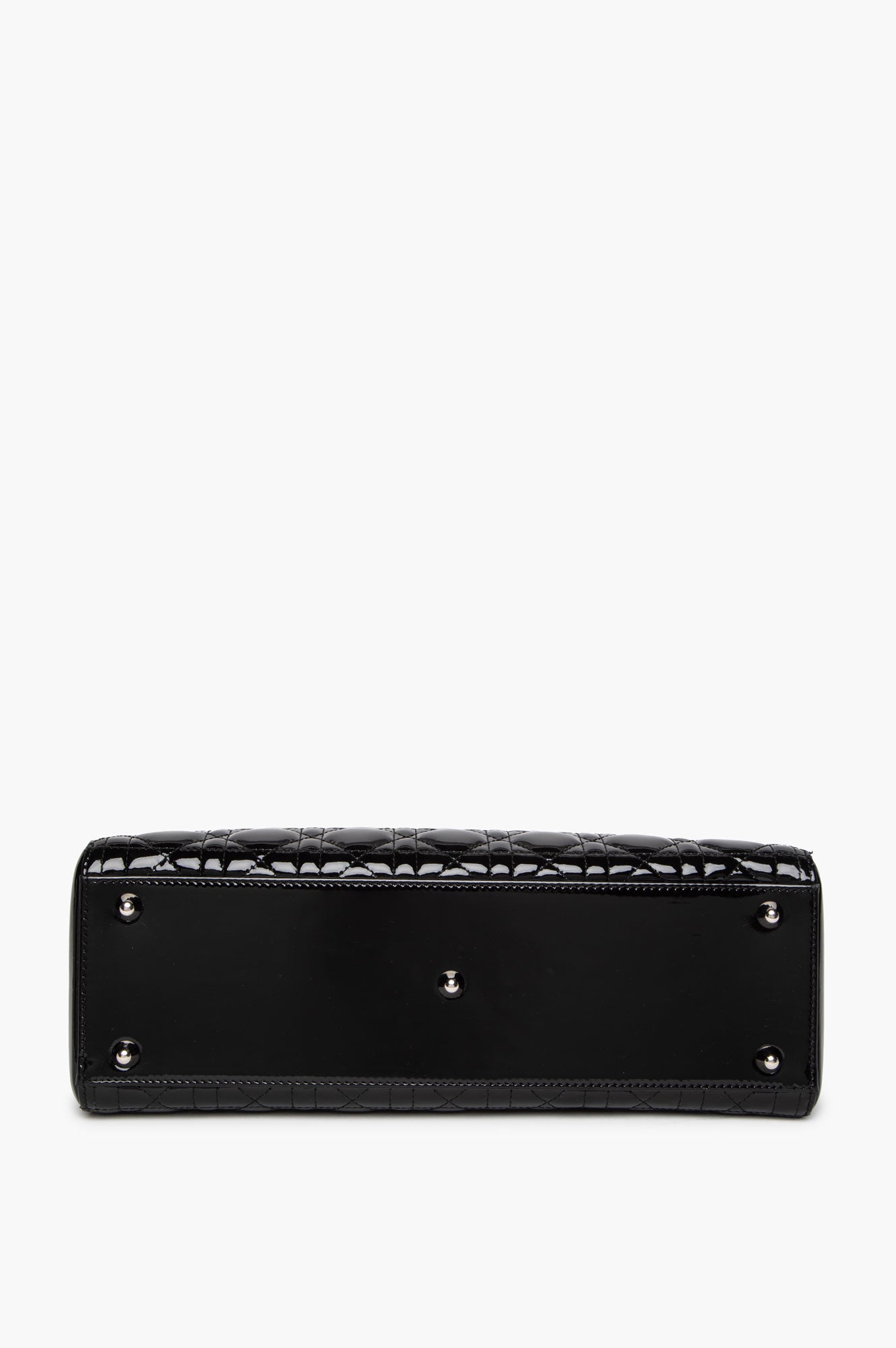 Christian Dior Black Patent Cannage Large Lady Dior Bag