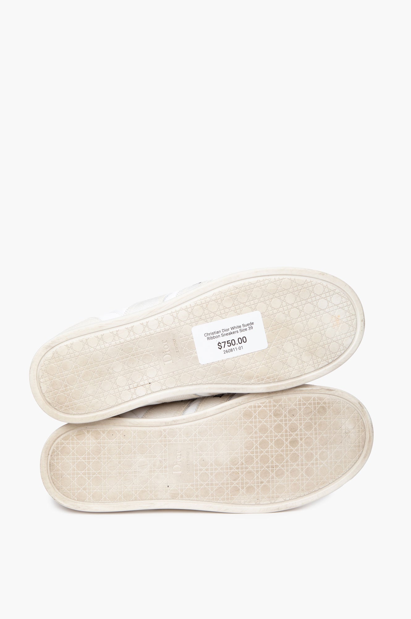Christian Dior White Suede Ribbon Sneakers Size 39