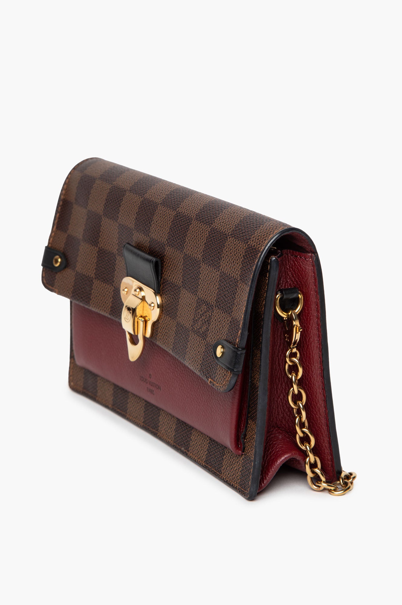 Louis Vuitton Burgundy Damier Ebene Vavin Chain Wallet
