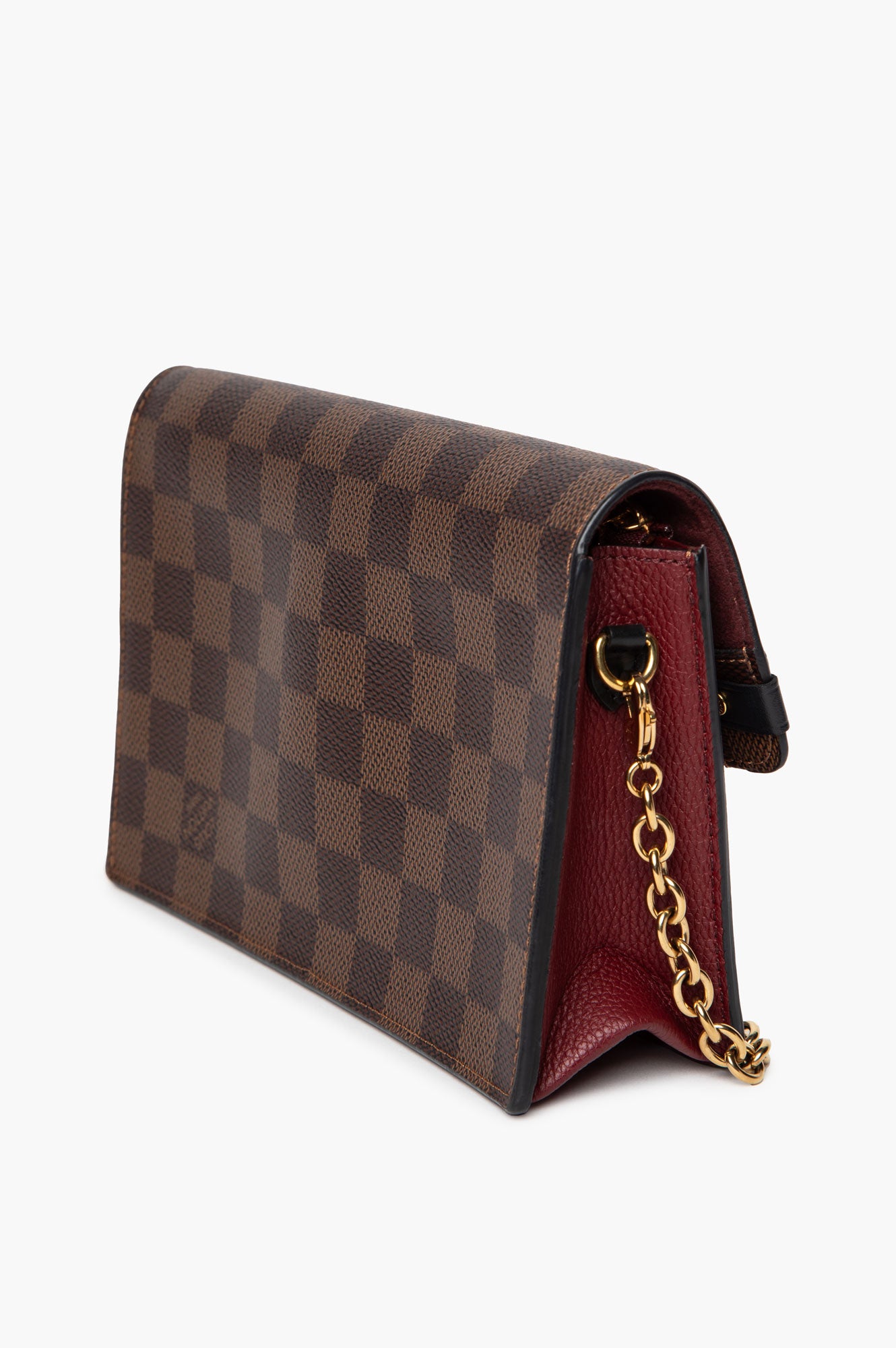 Louis Vuitton Burgundy Damier Ebene Vavin Chain Wallet