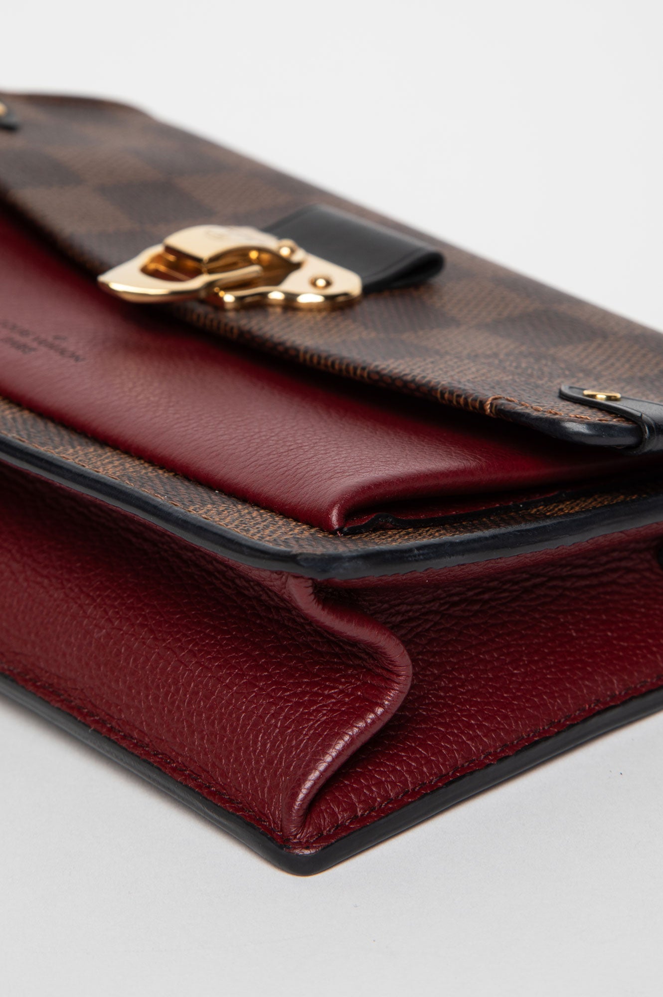 Louis Vuitton Burgundy Damier Ebene Vavin Chain Wallet
