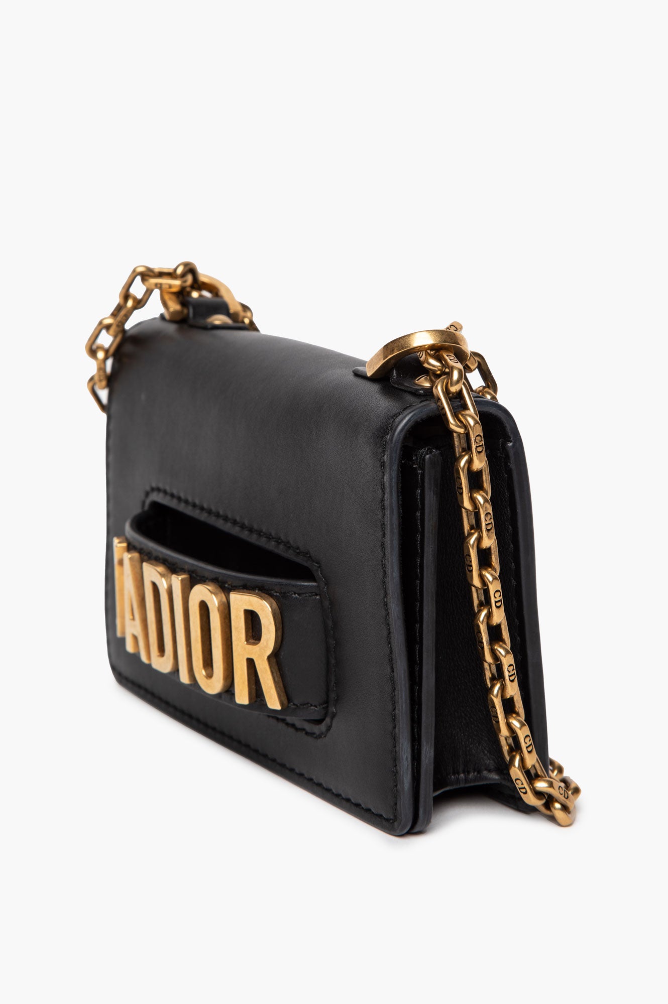 Christian Dior Black Calfskin Mini J'adior Chain Flap Bag