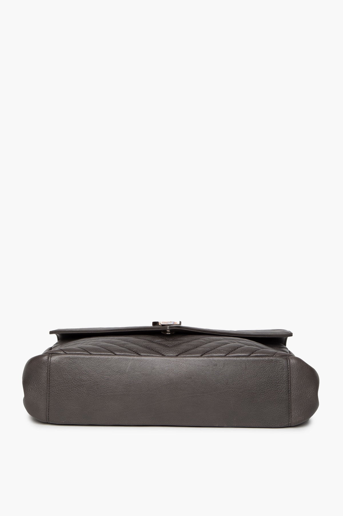 Saint Laurent Grey Chevron Matelassé Leather Large College Chain Bag