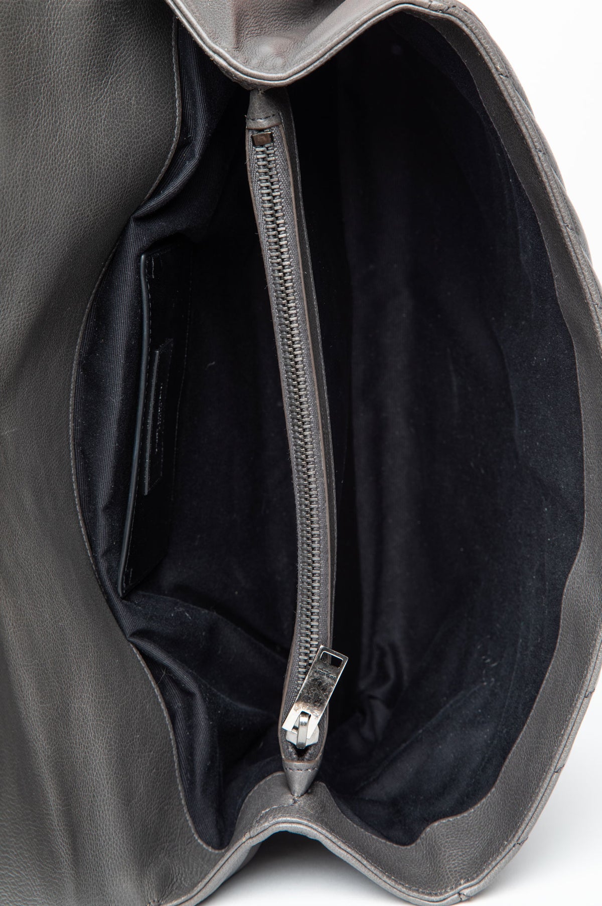 Saint Laurent Grey Chevron Matelassé Leather Large College Chain Bag