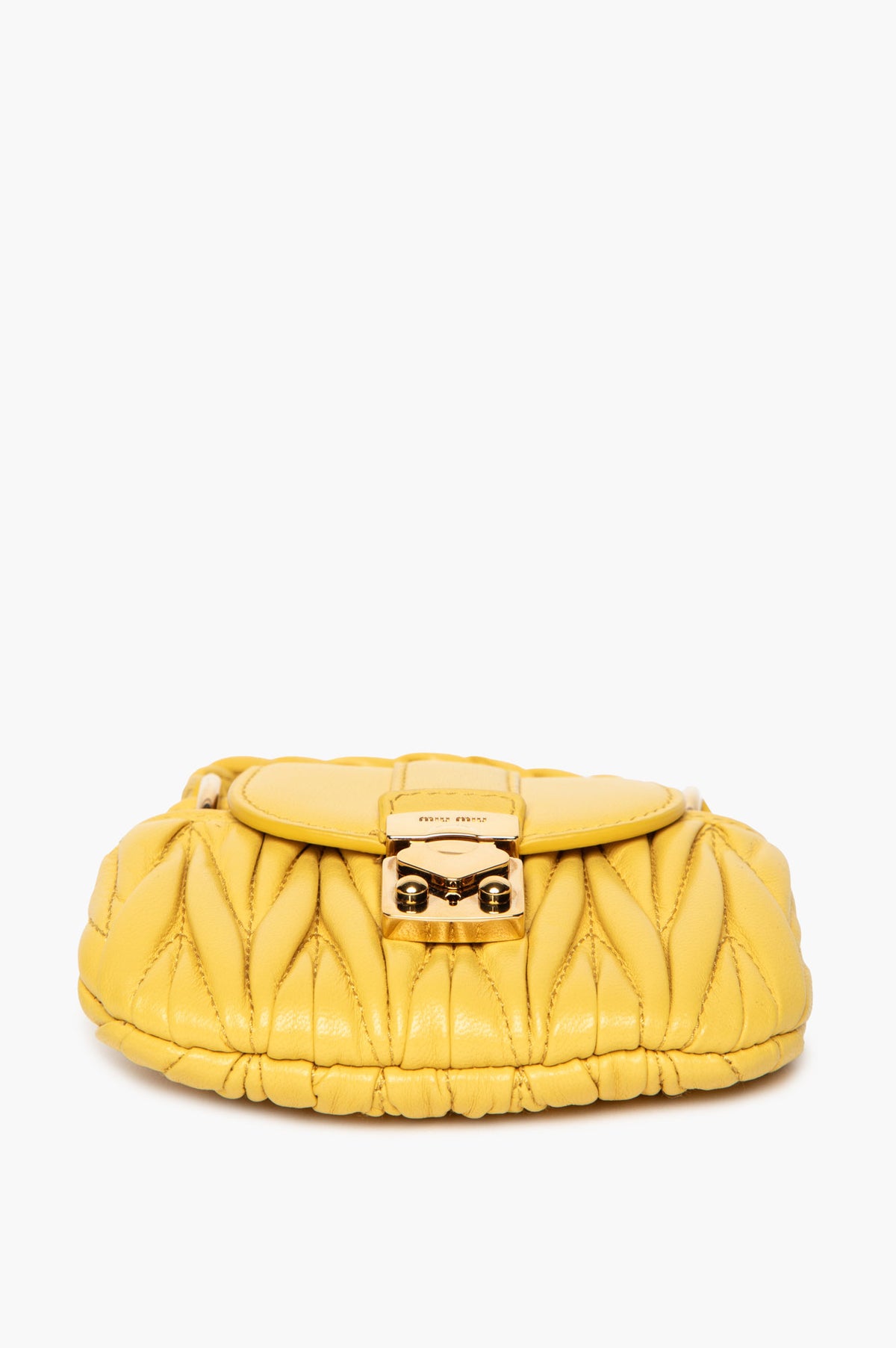Miu Miu Yellow Matelassé Nappa Mini Coffer Bag
