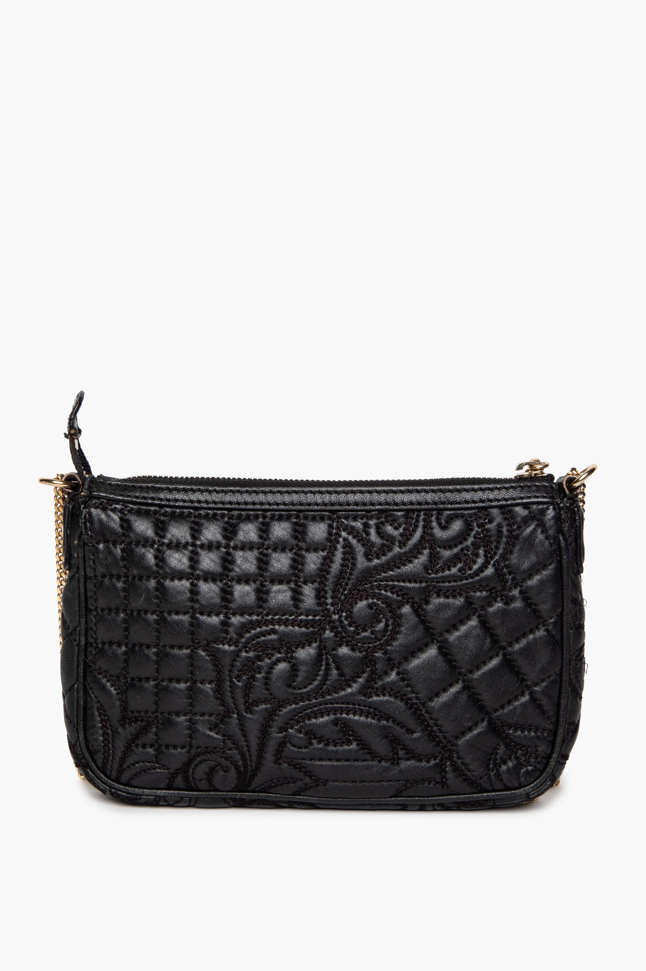 Versace Baroque Quilted Black Leather Vanitas Chain Bag