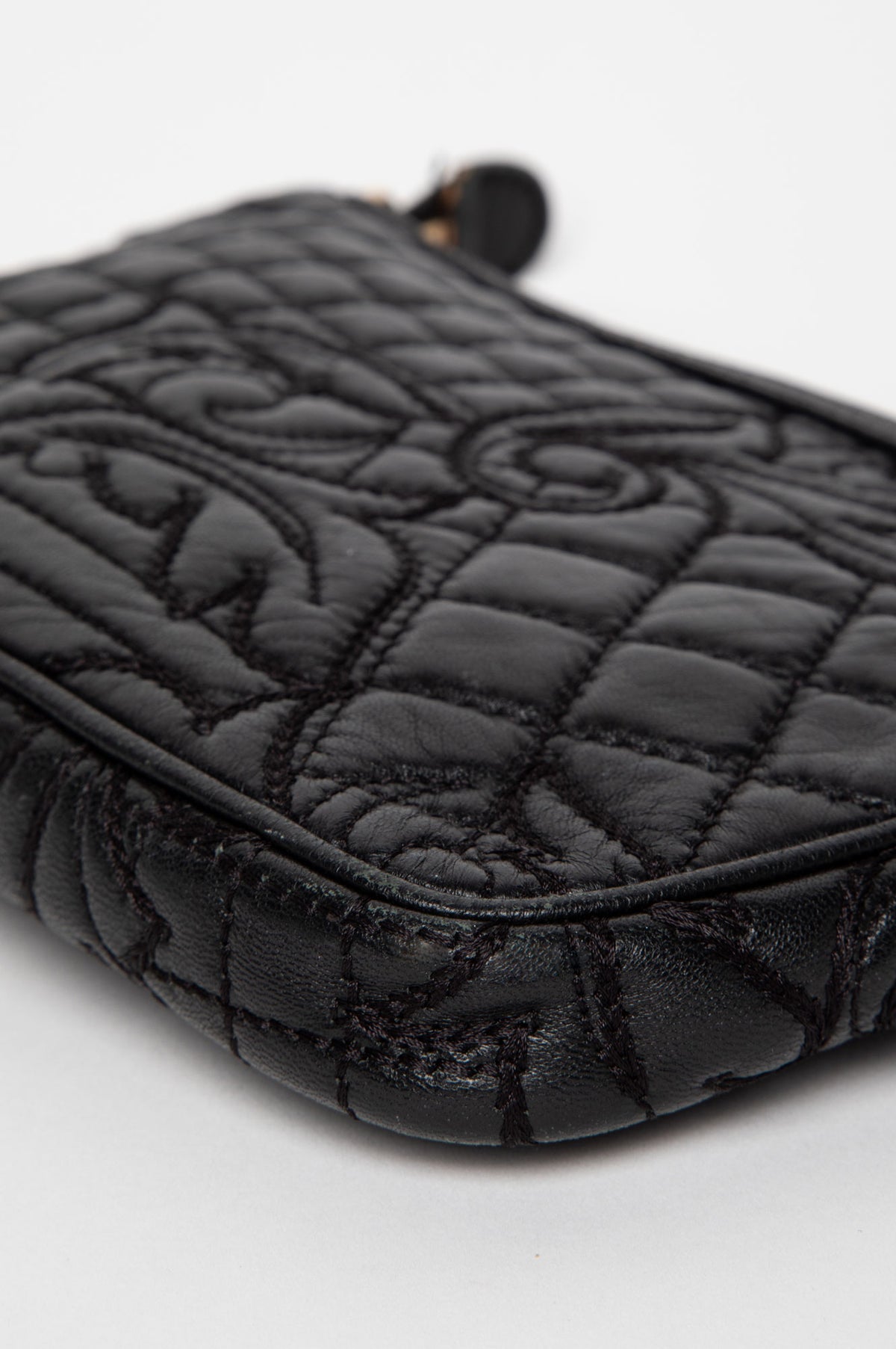 Versace Baroque Quilted Black Leather Vanitas Chain Bag
