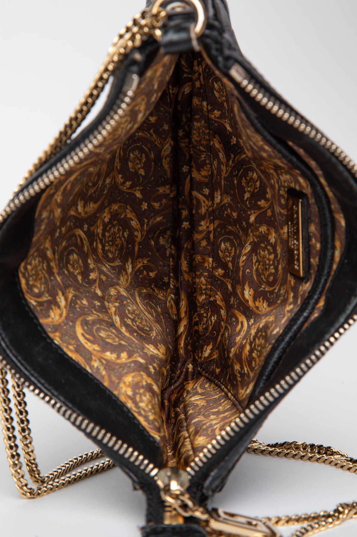 Versace Baroque Quilted Black Leather Vanitas Chain Bag