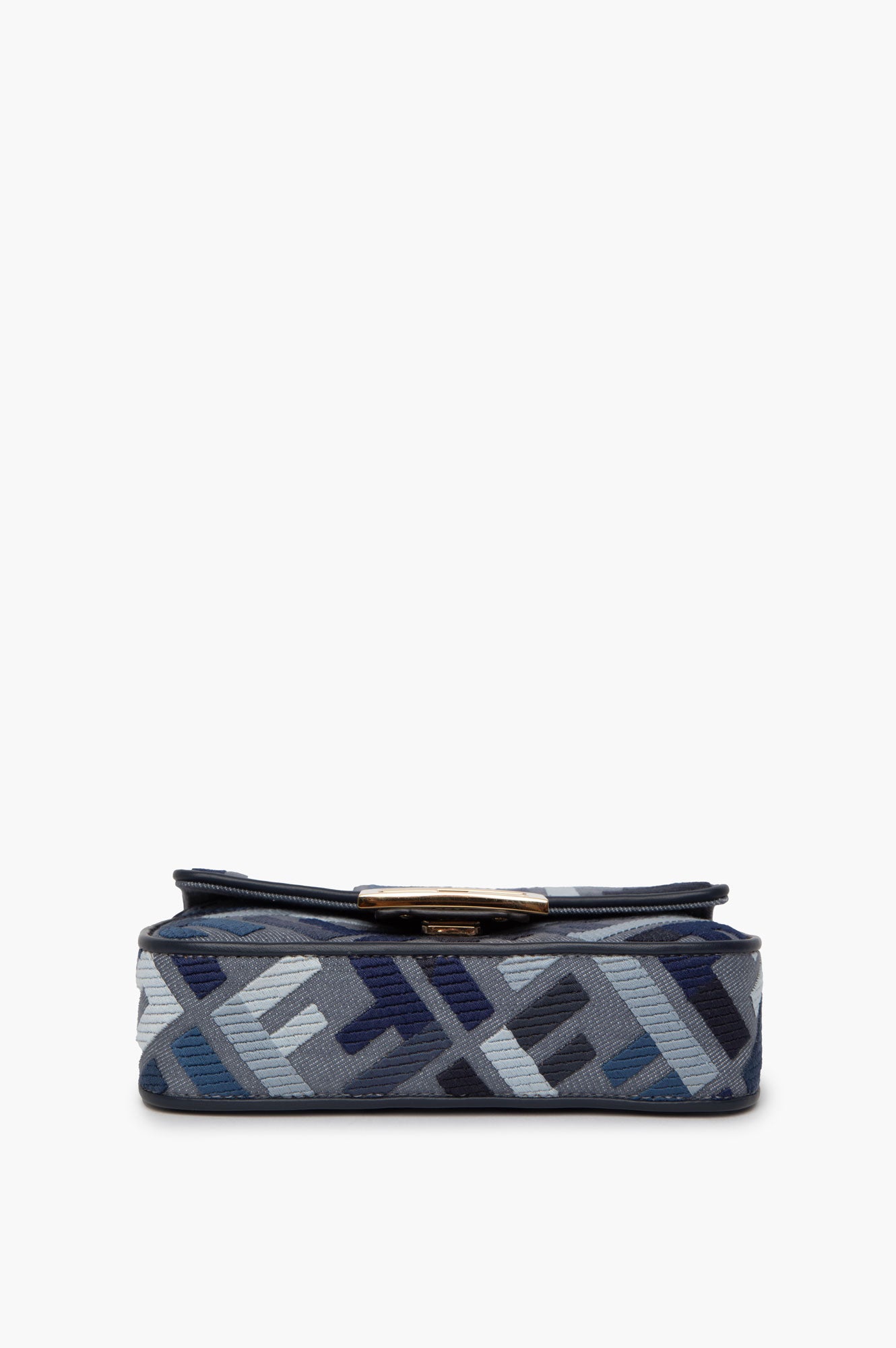Fendi Blue FF Embroidery Baguette Mini Bag