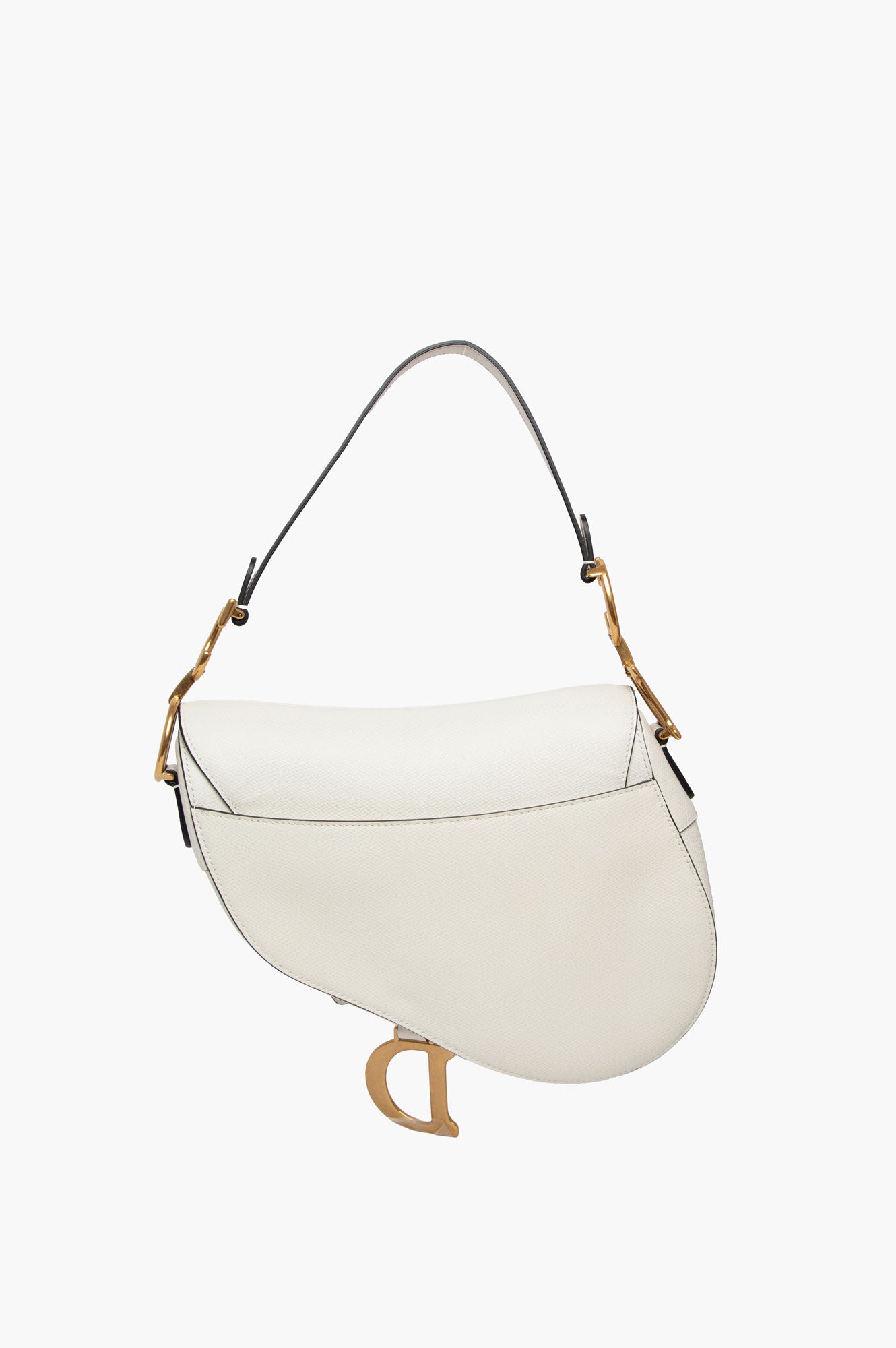 Christian Dior White Medium Saddle Leather Bag