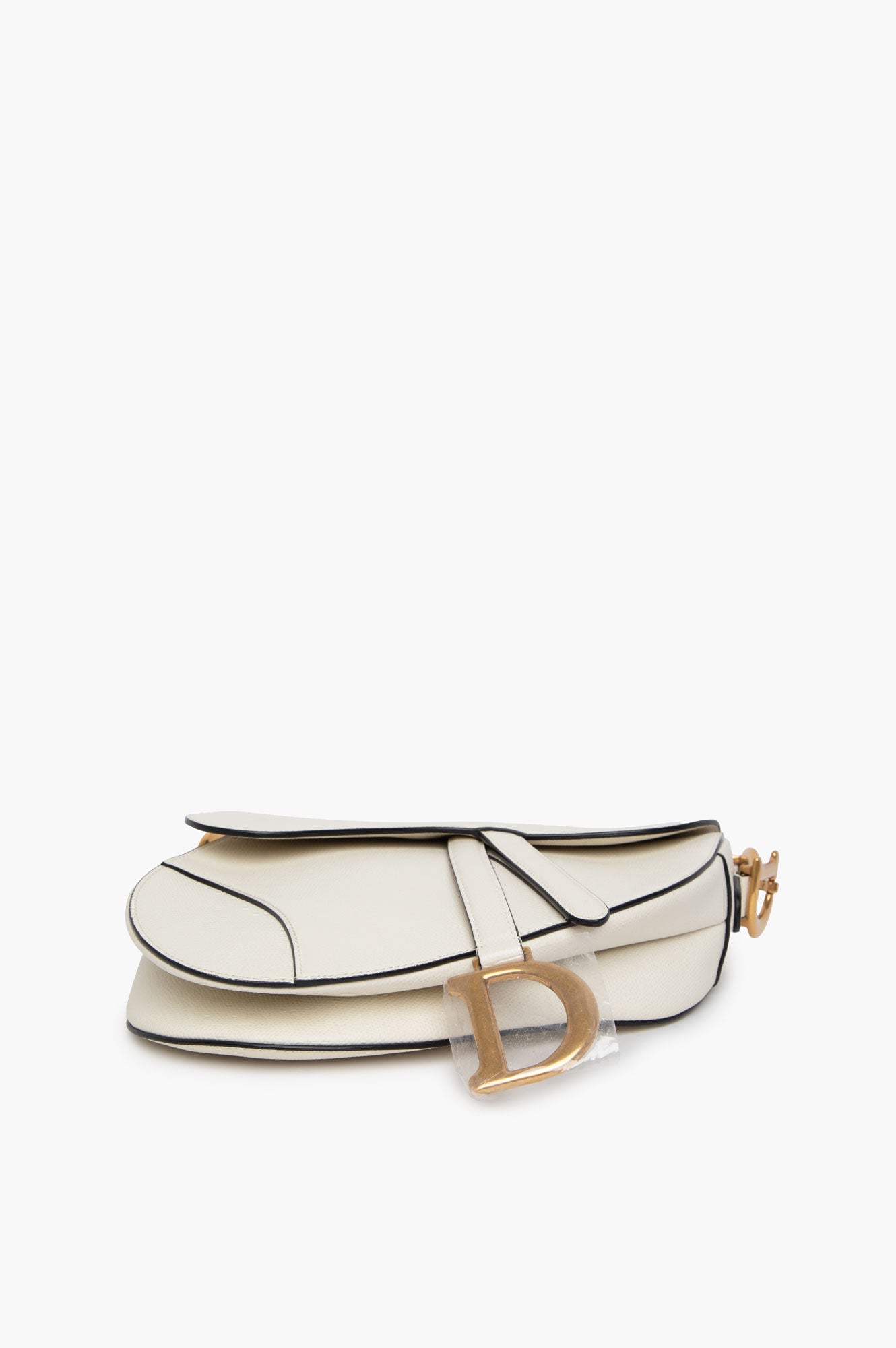 Christian Dior White Medium Saddle Leather Bag