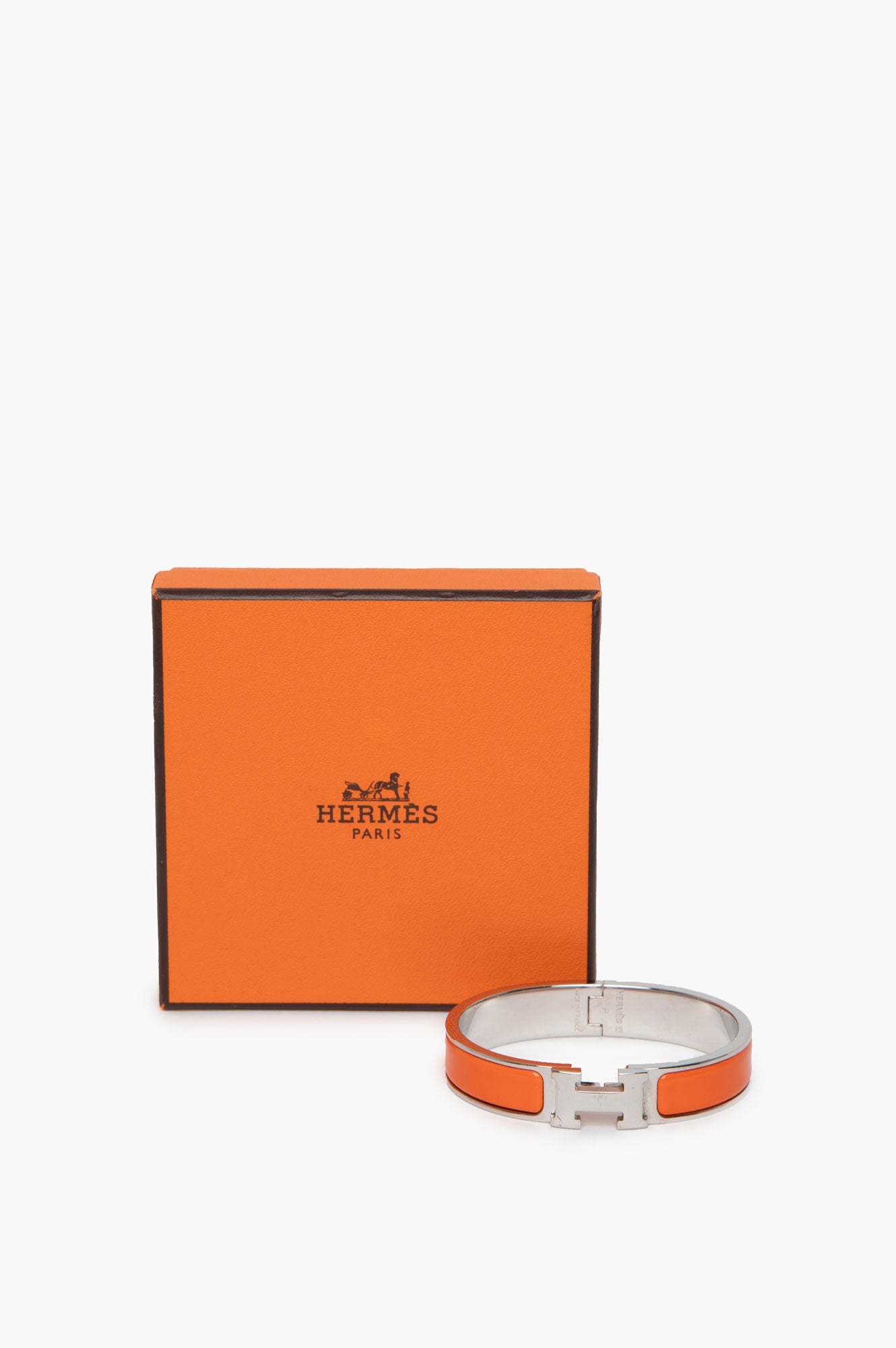 Hermes Clic H Bracelet Orange Silver Size PM