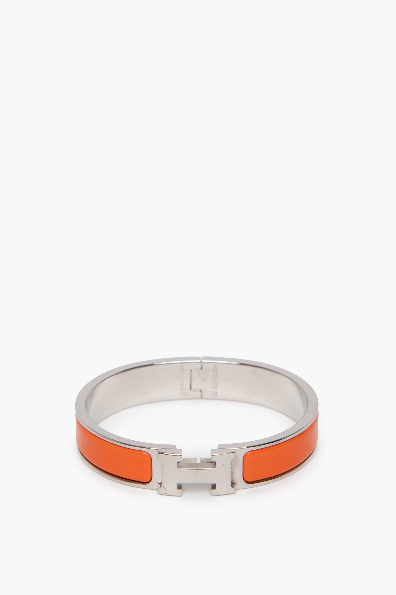 Hermes Clic H Bracelet Orange Silver Size PM