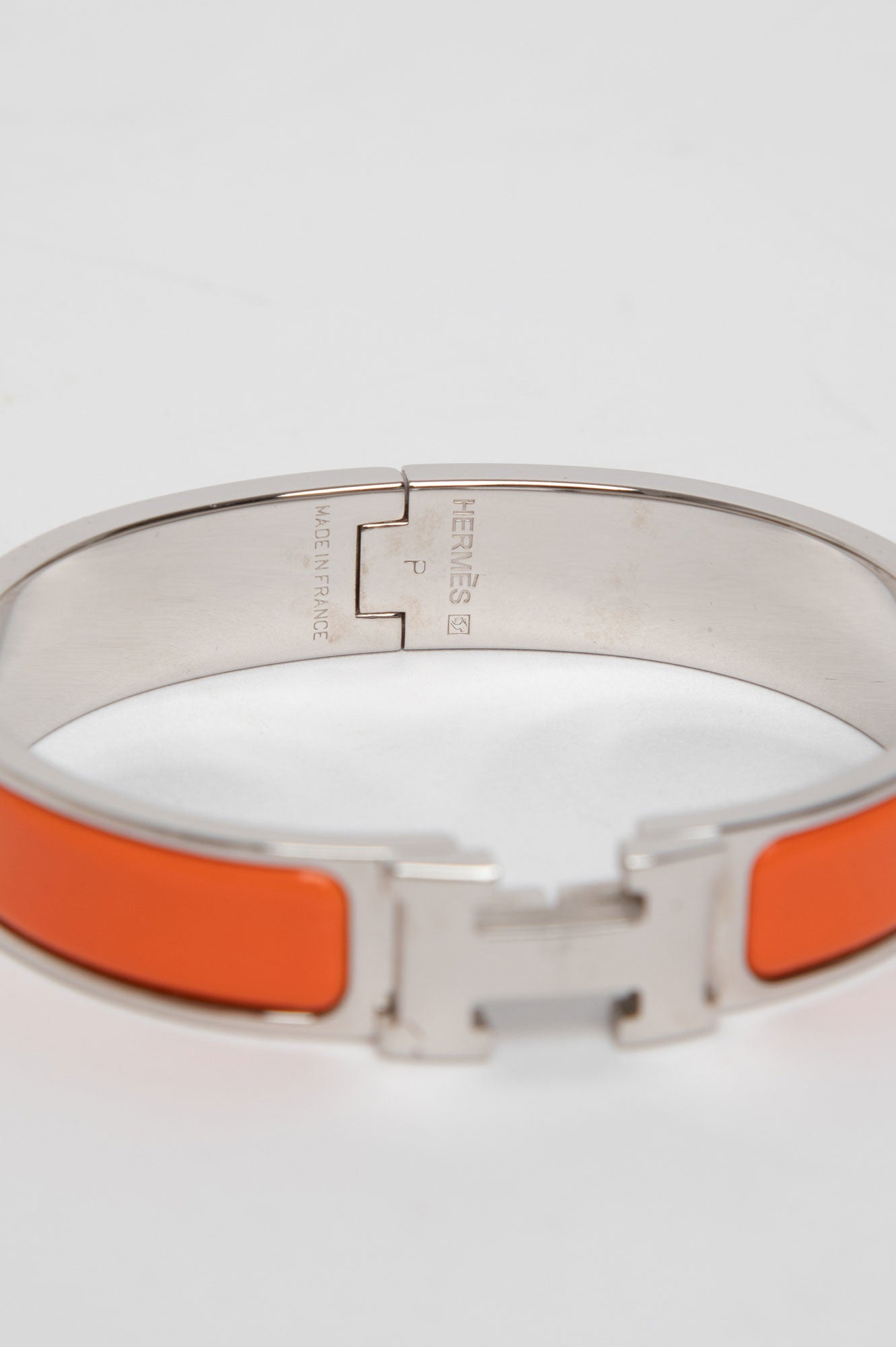 Hermes Clic H Bracelet Orange Silver Size PM