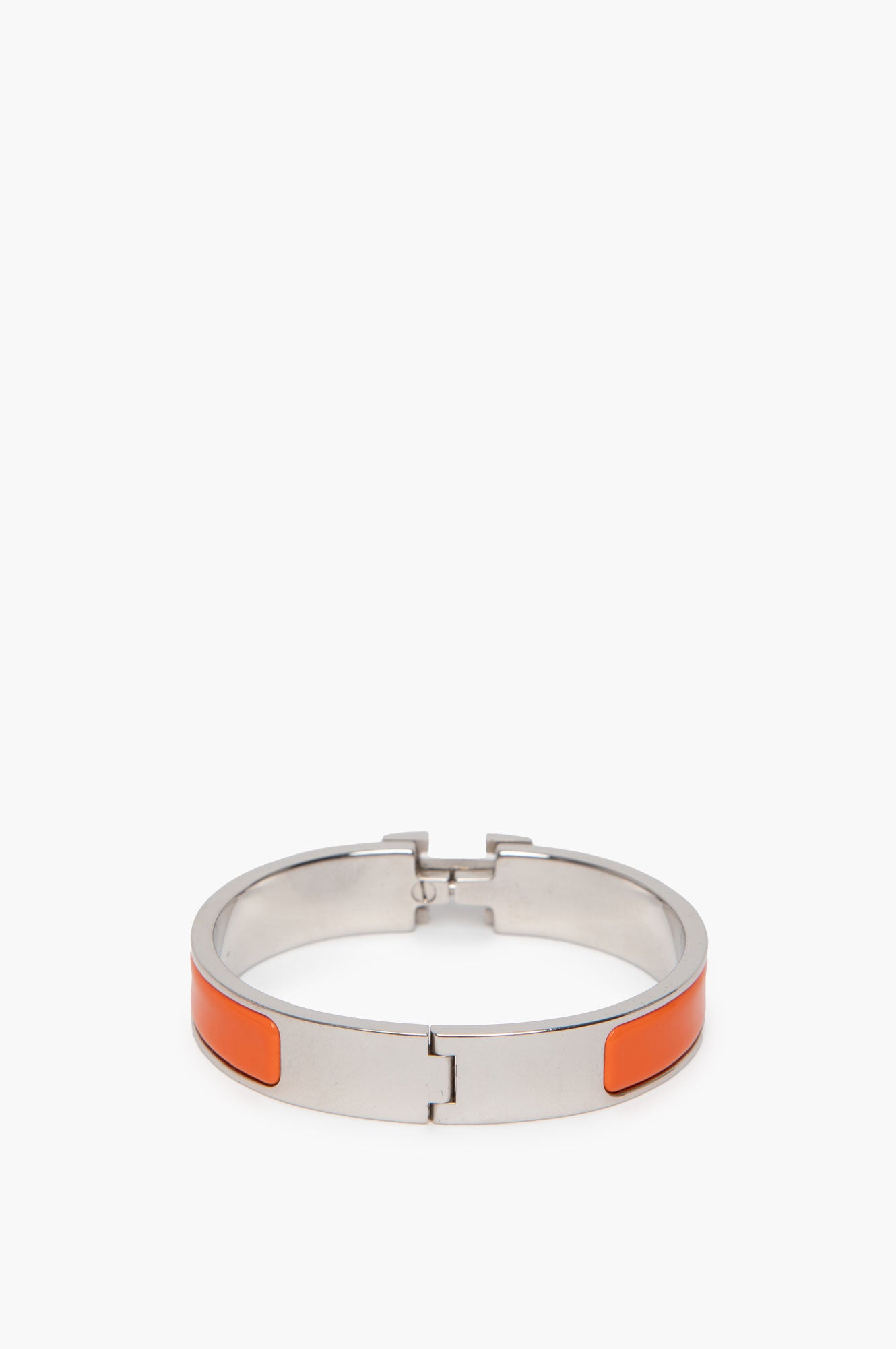 Hermes Clic H Bracelet Orange Silver Size PM