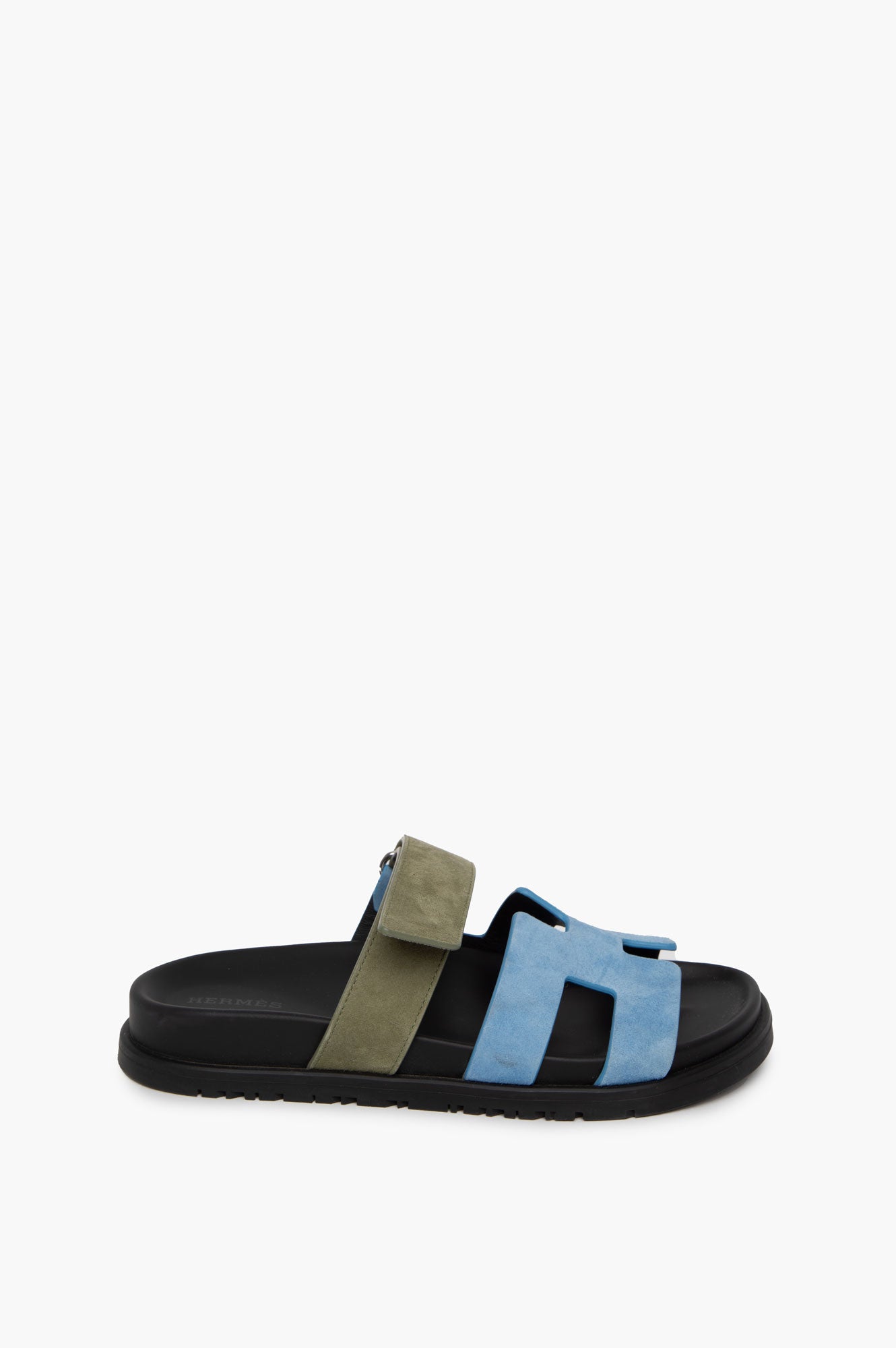 Hermes Blue And Green Suede Chypre Sandal Size 36.5