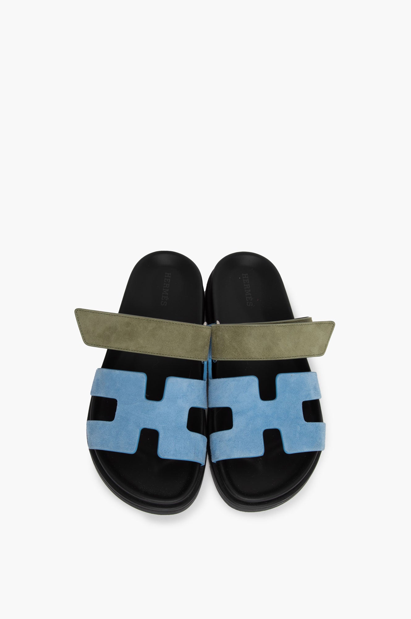 Hermes Blue And Green Suede Chypre Sandal Size 36.5