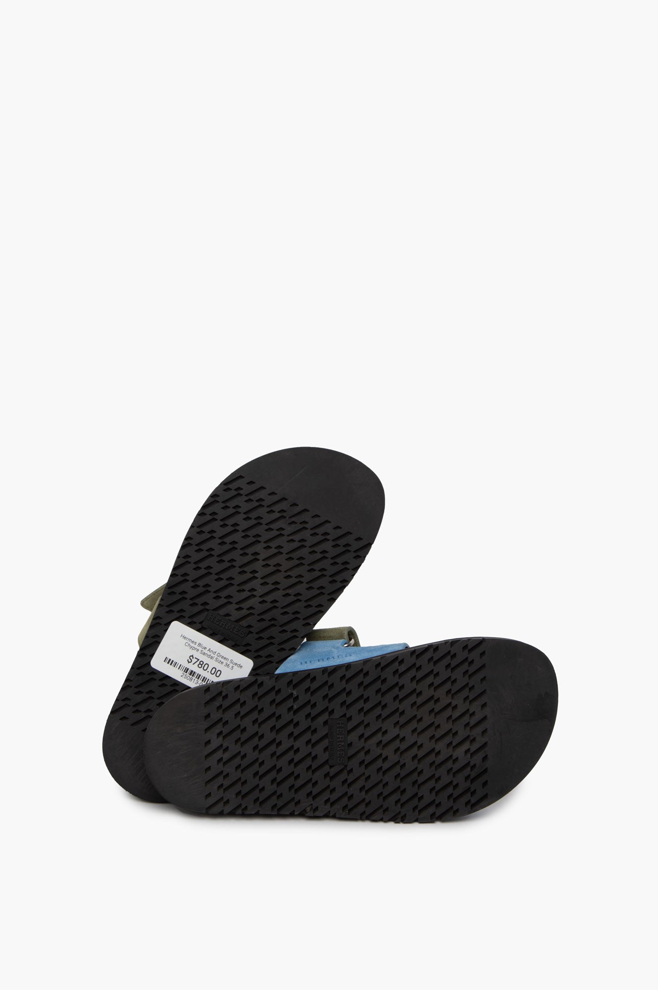 Hermes Blue And Green Suede Chypre Sandal Size 36.5