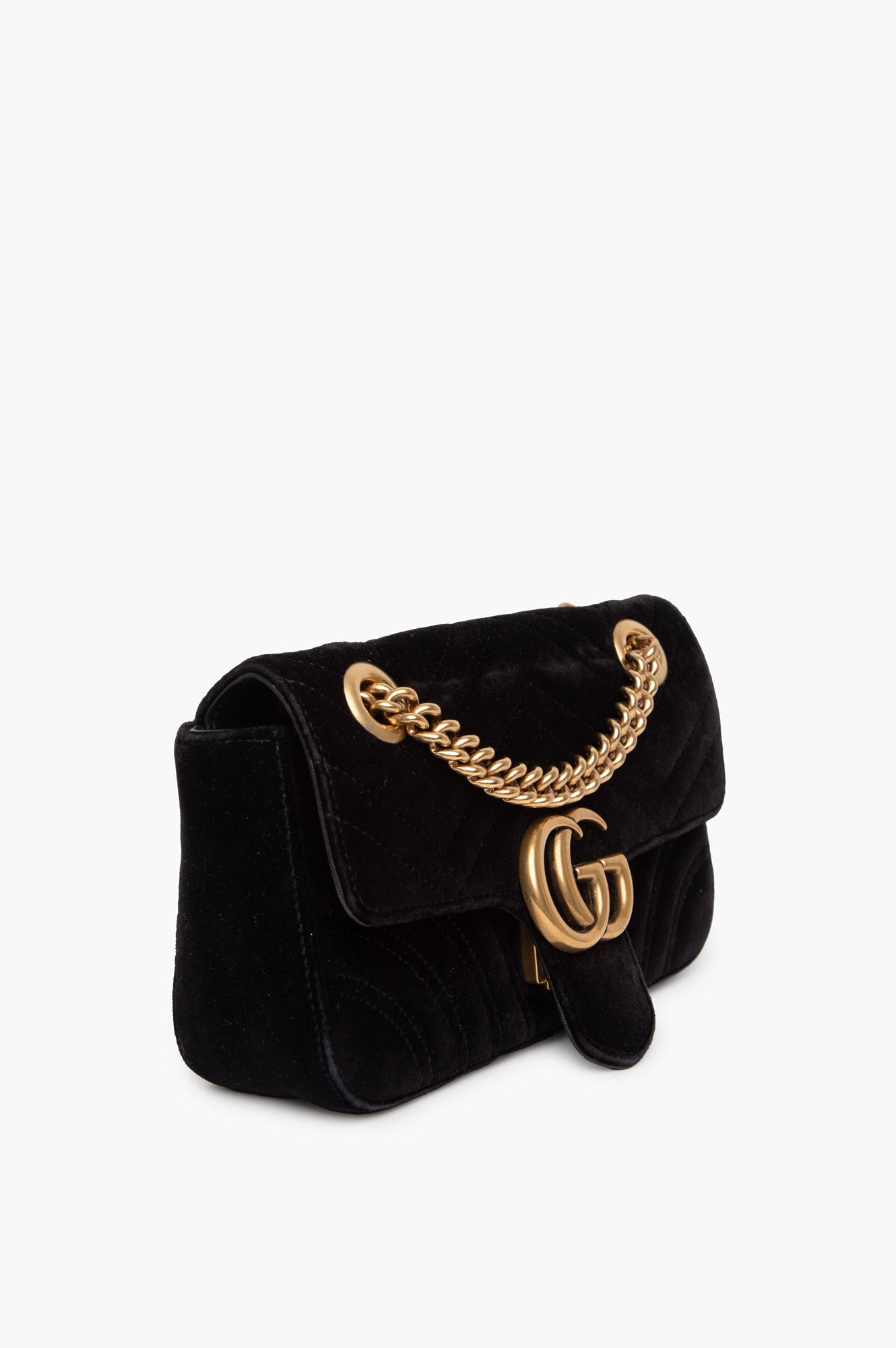 Gucci Black GG Marmont Mini Velvet Bag
