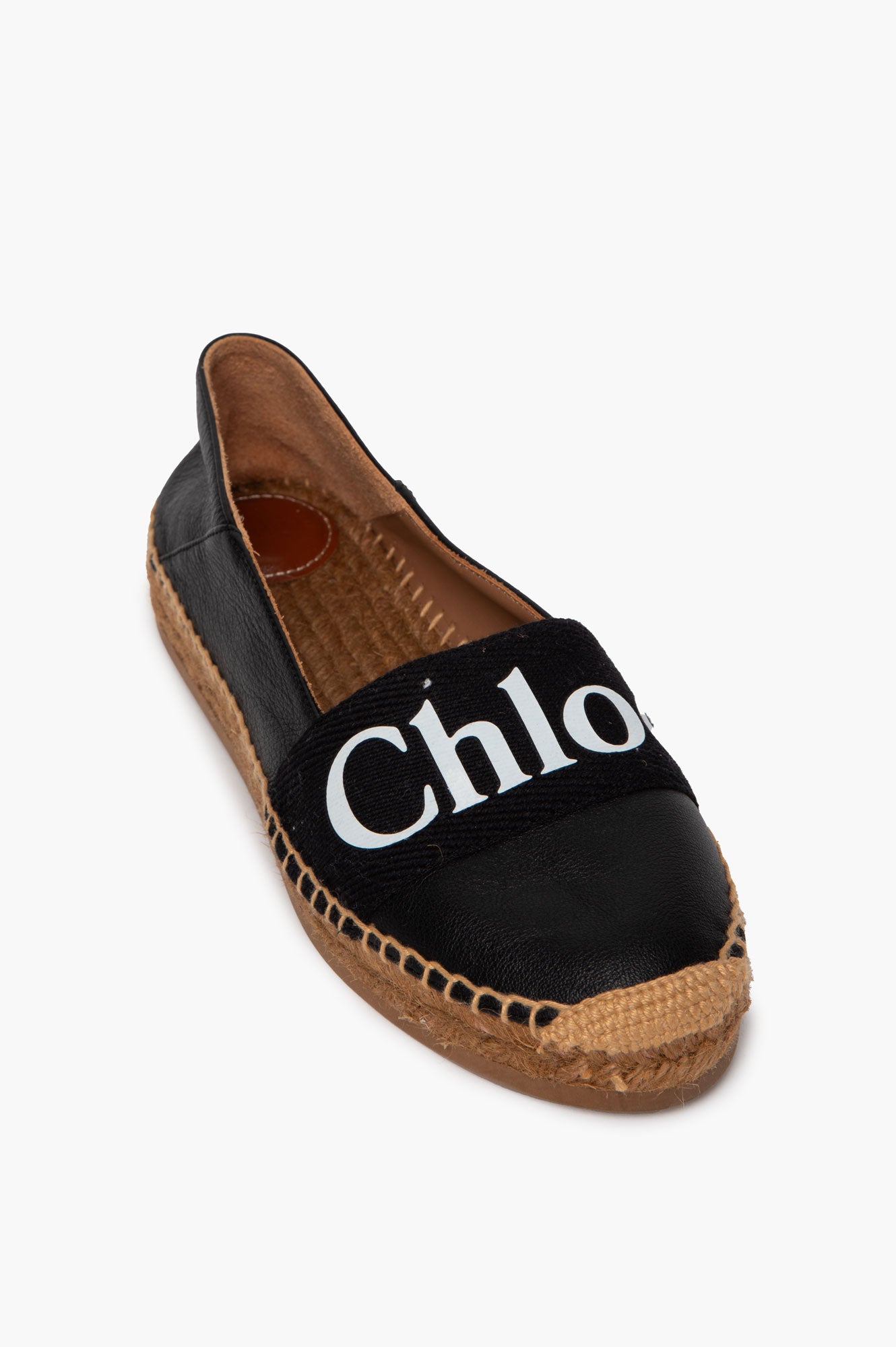 Chloé Black Leather Woody Espadrilles Size 36