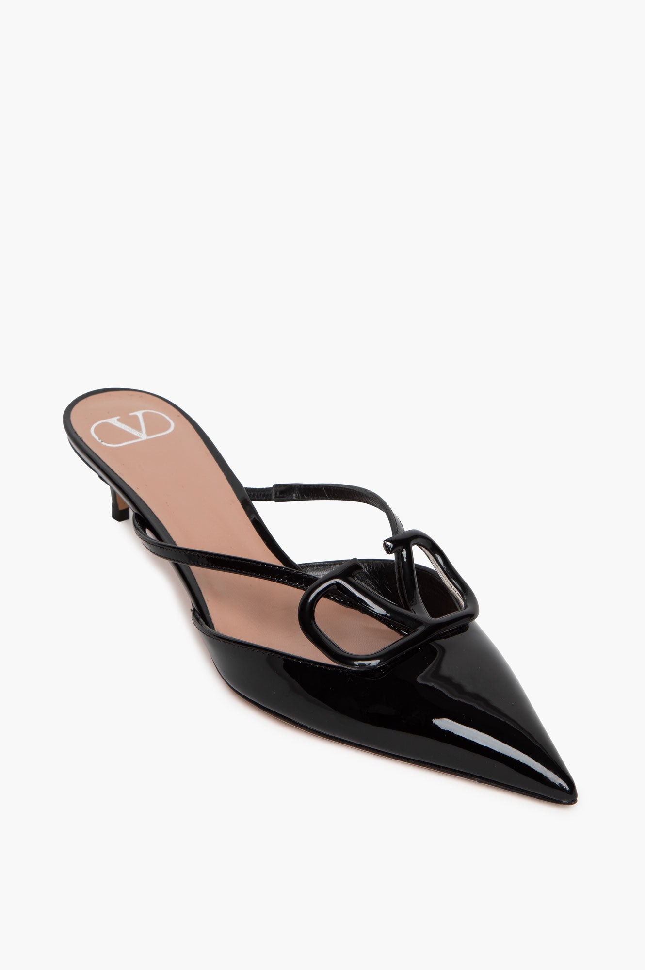 Valentino Black Patent VLOGO Kitten Mules Size 38