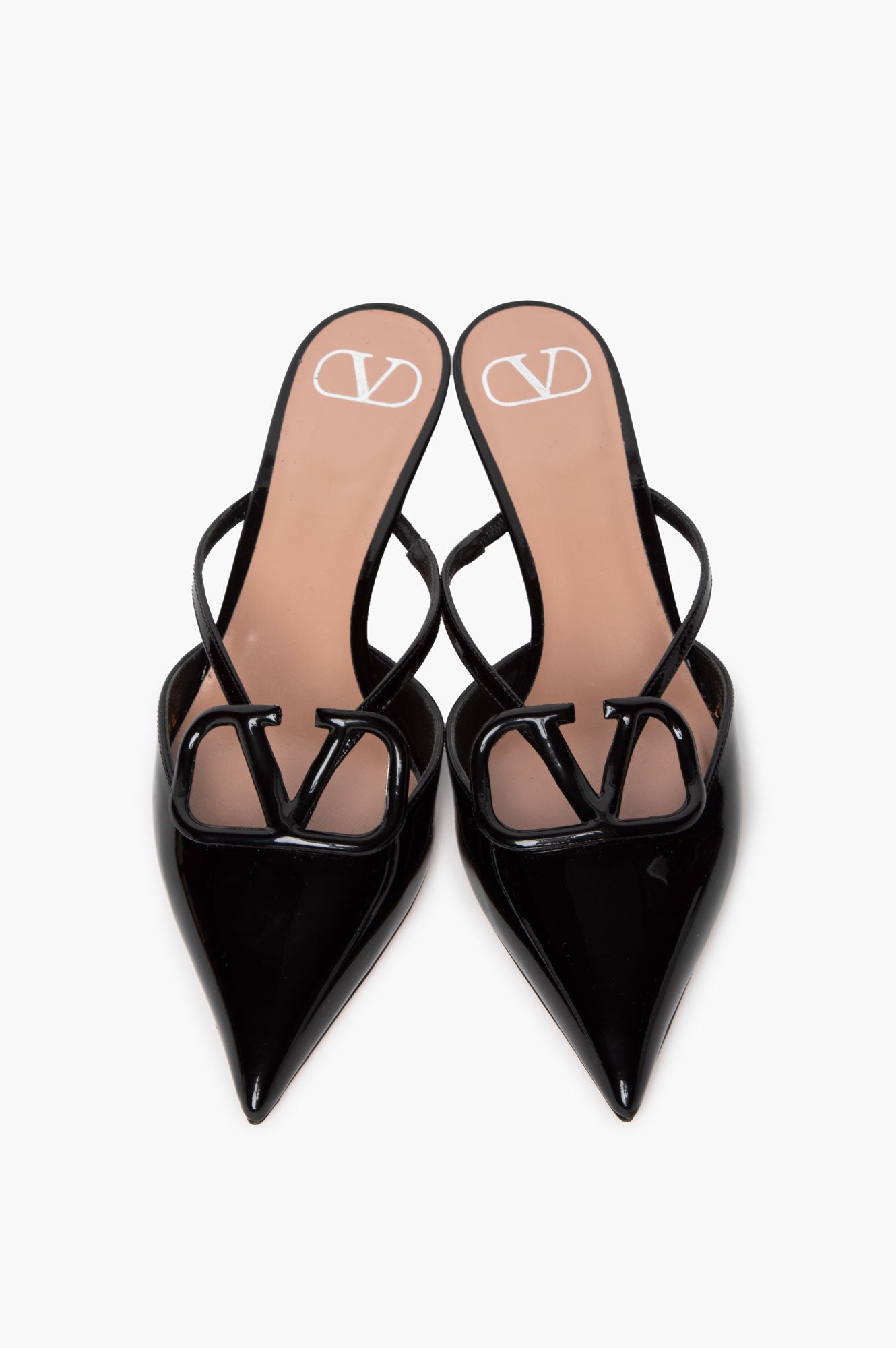 Valentino Black Patent VLOGO Kitten Mules Size 38