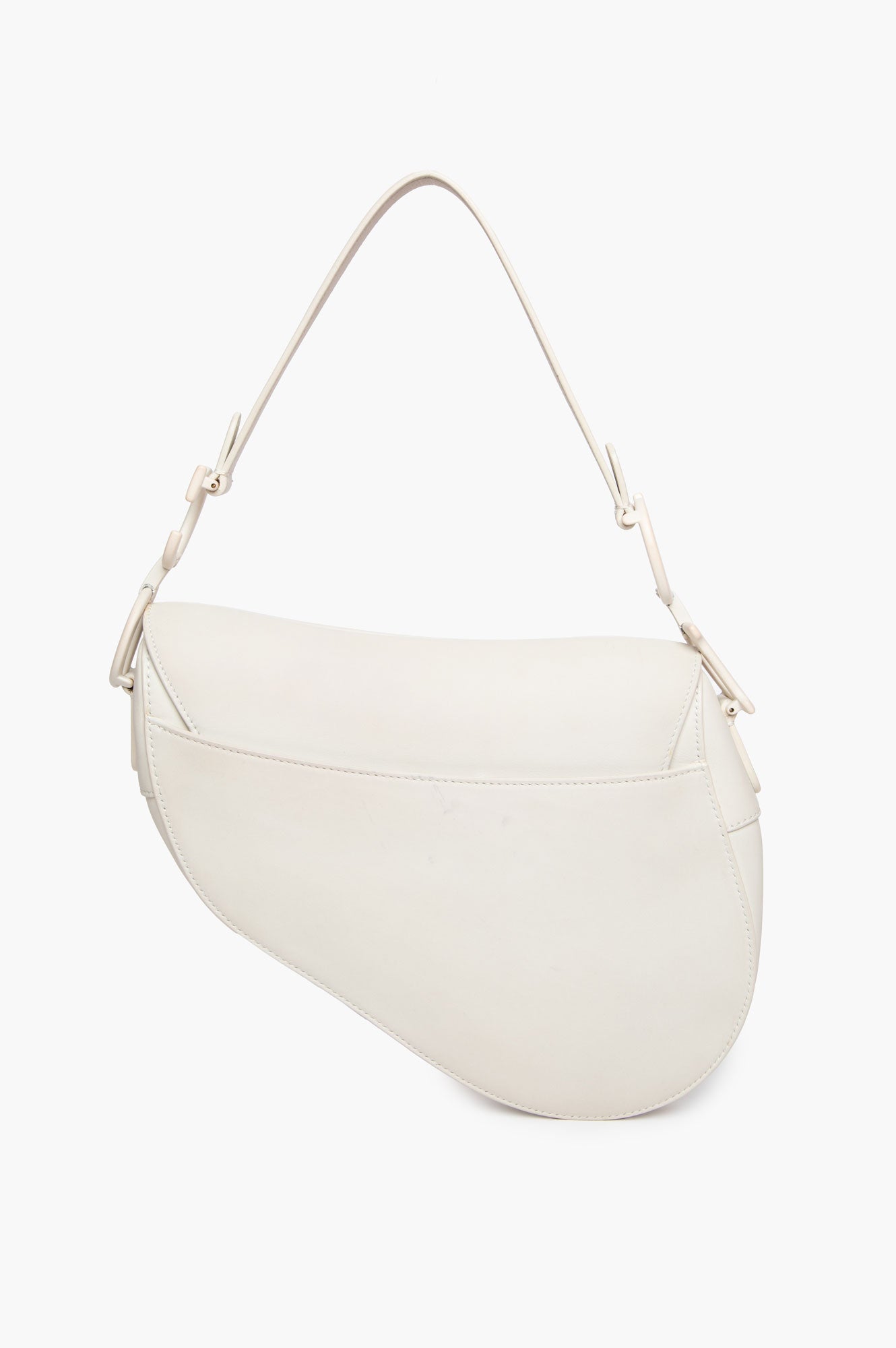 Christian Dior Off White Ultra Matte Calfskin Medium Saddle Bag