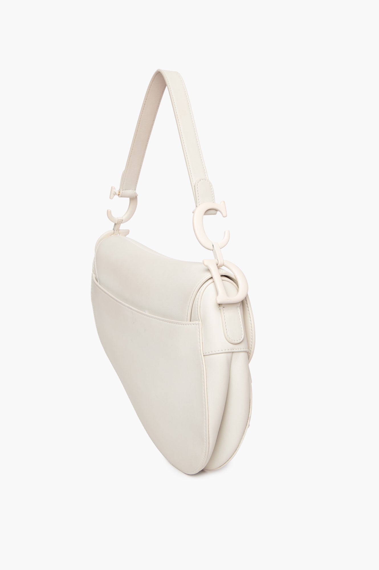 Christian Dior Off White Ultra Matte Calfskin Medium Saddle Bag