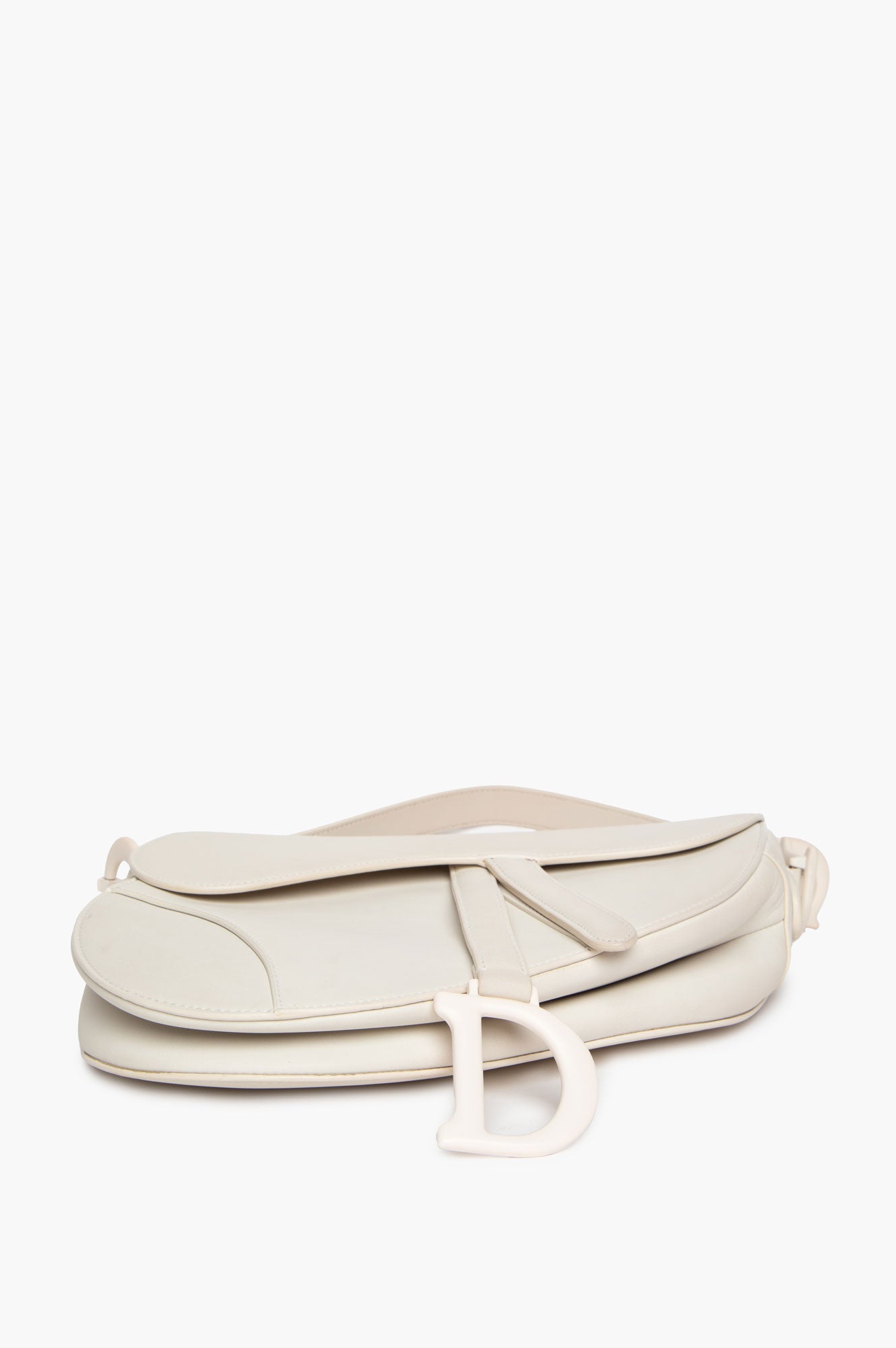 Christian Dior Off White Ultra Matte Calfskin Medium Saddle Bag