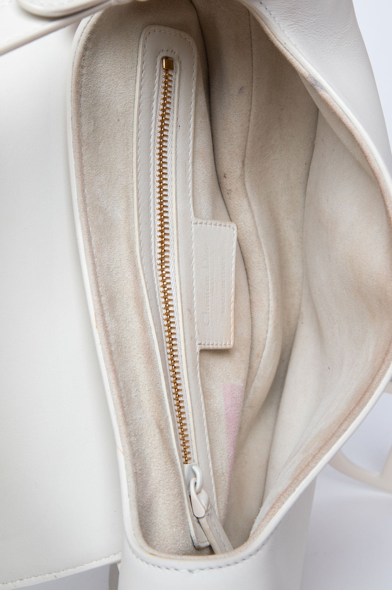 Christian Dior Off White Ultra Matte Calfskin Medium Saddle Bag