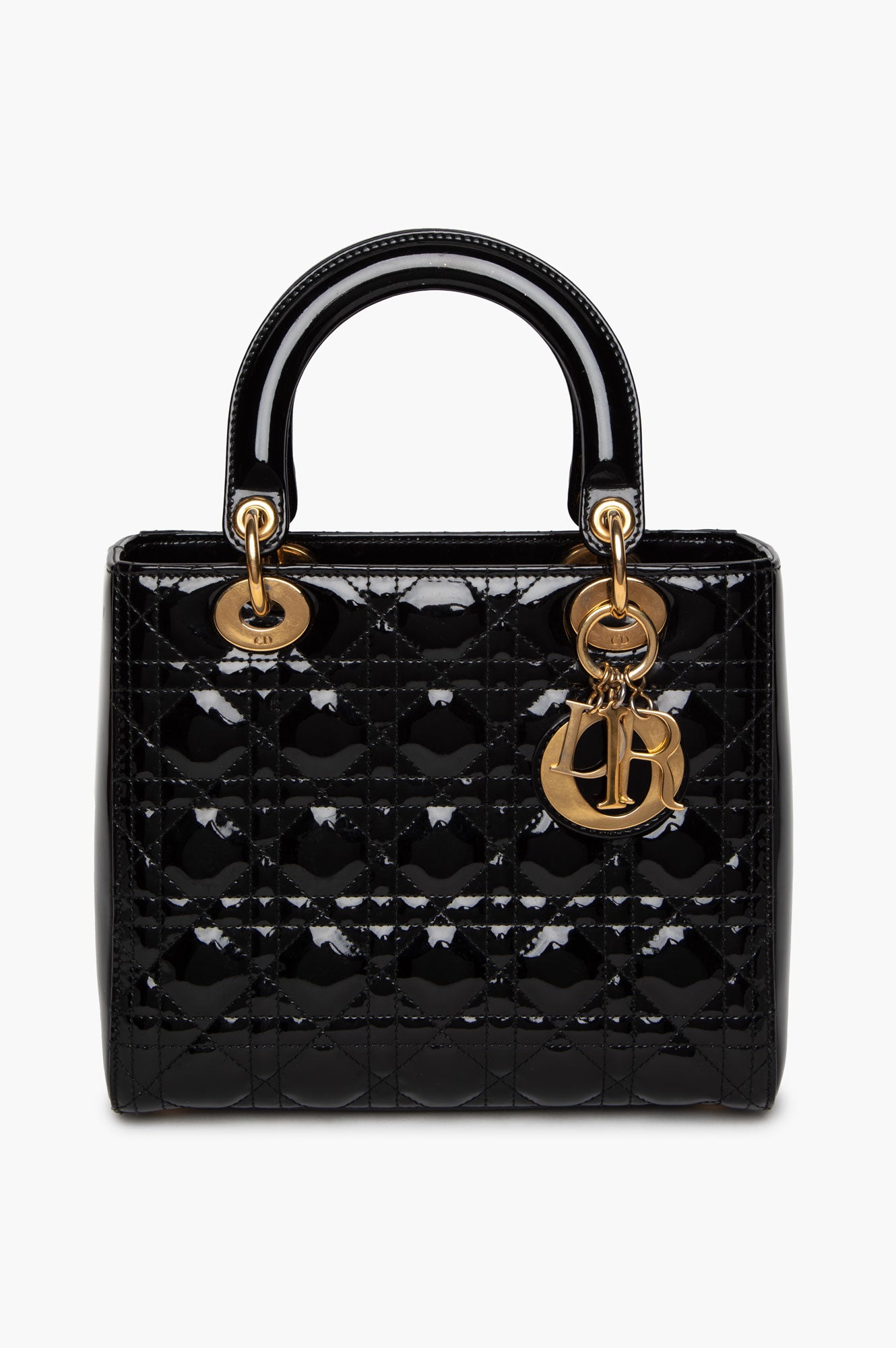 Christian Dior Black Patent GHW Small Lady Dior