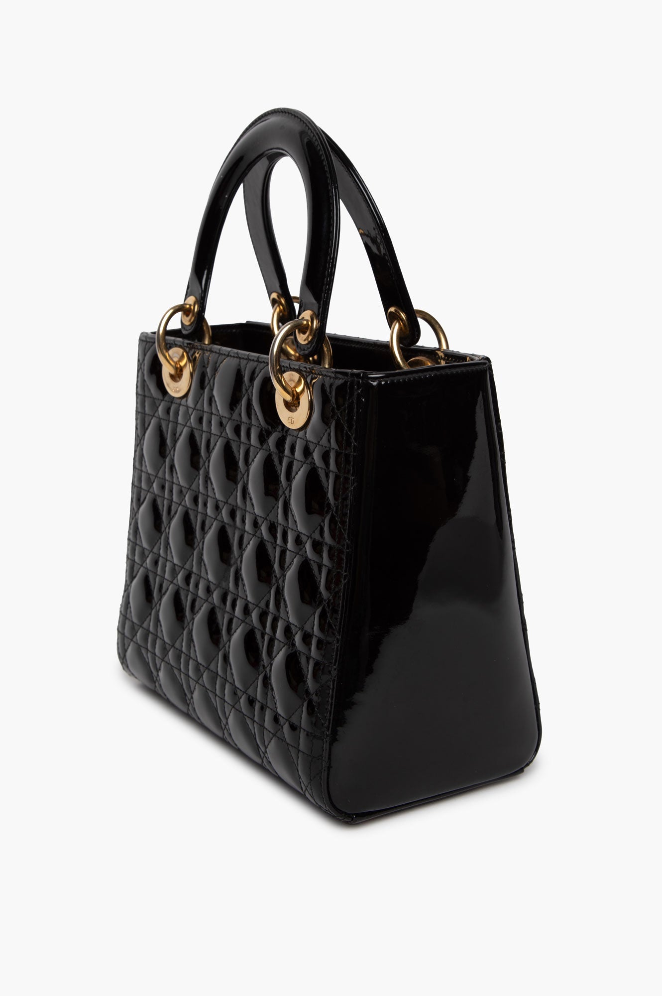 Christian Dior Black Patent GHW Small Lady Dior