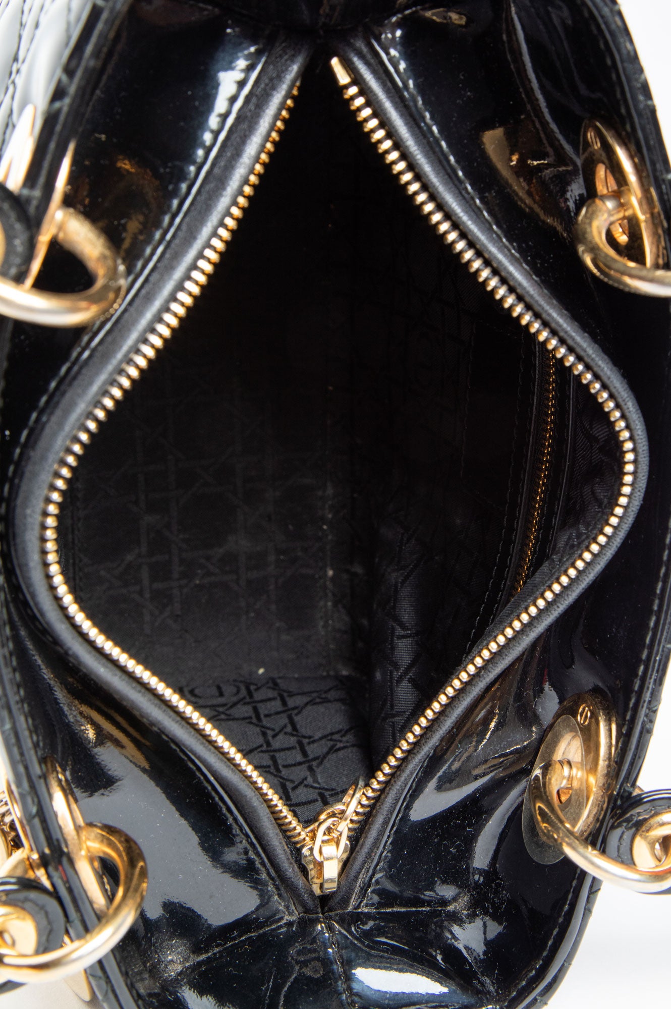 Christian Dior Black Patent GHW Small Lady Dior