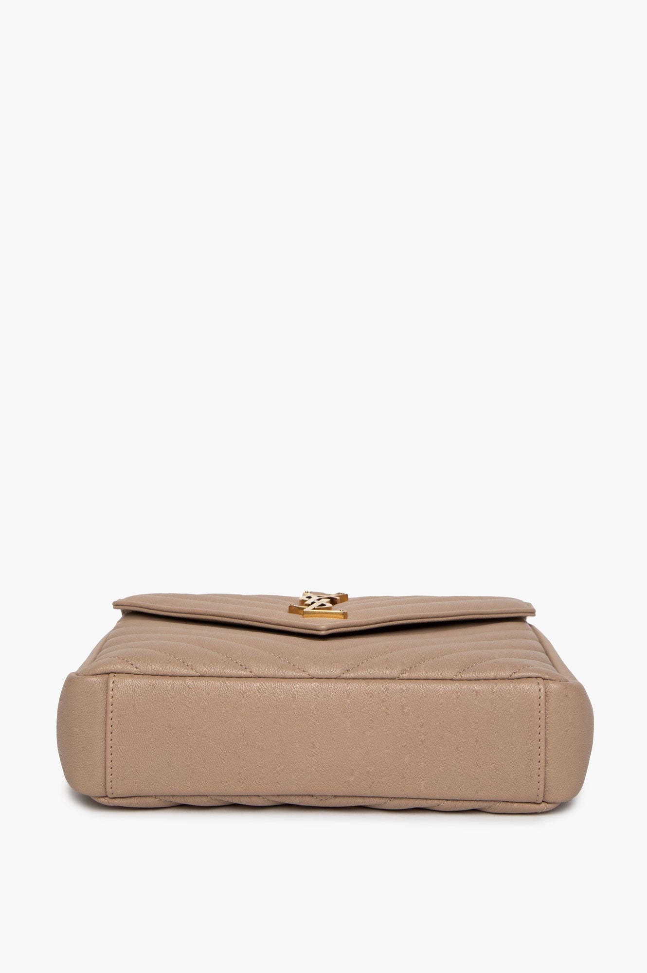 Saint Laurent Dark Beige Chevron Matelassé Leather Medium College Bag