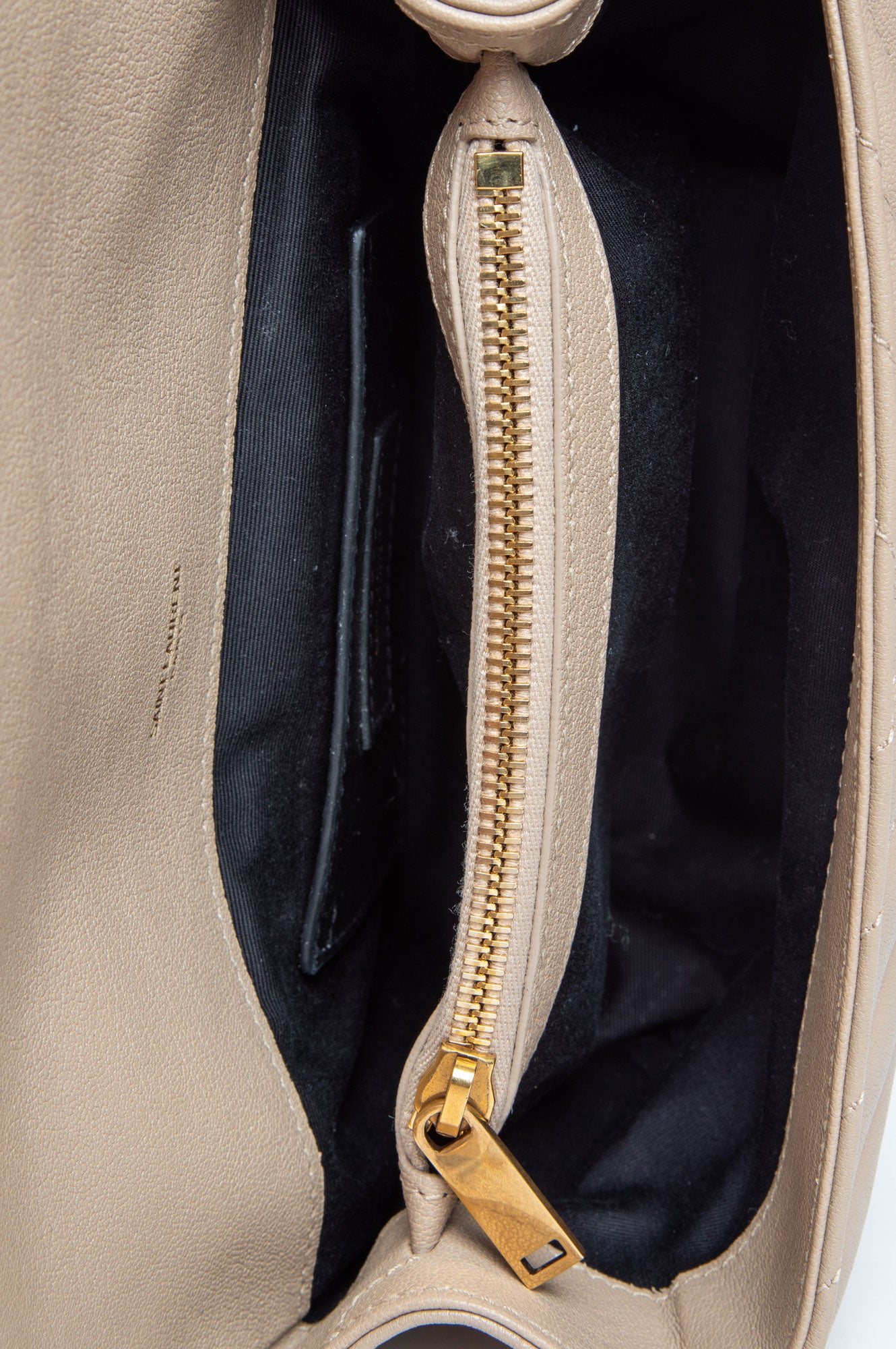 Saint Laurent Dark Beige Chevron Matelassé Leather Medium College Bag