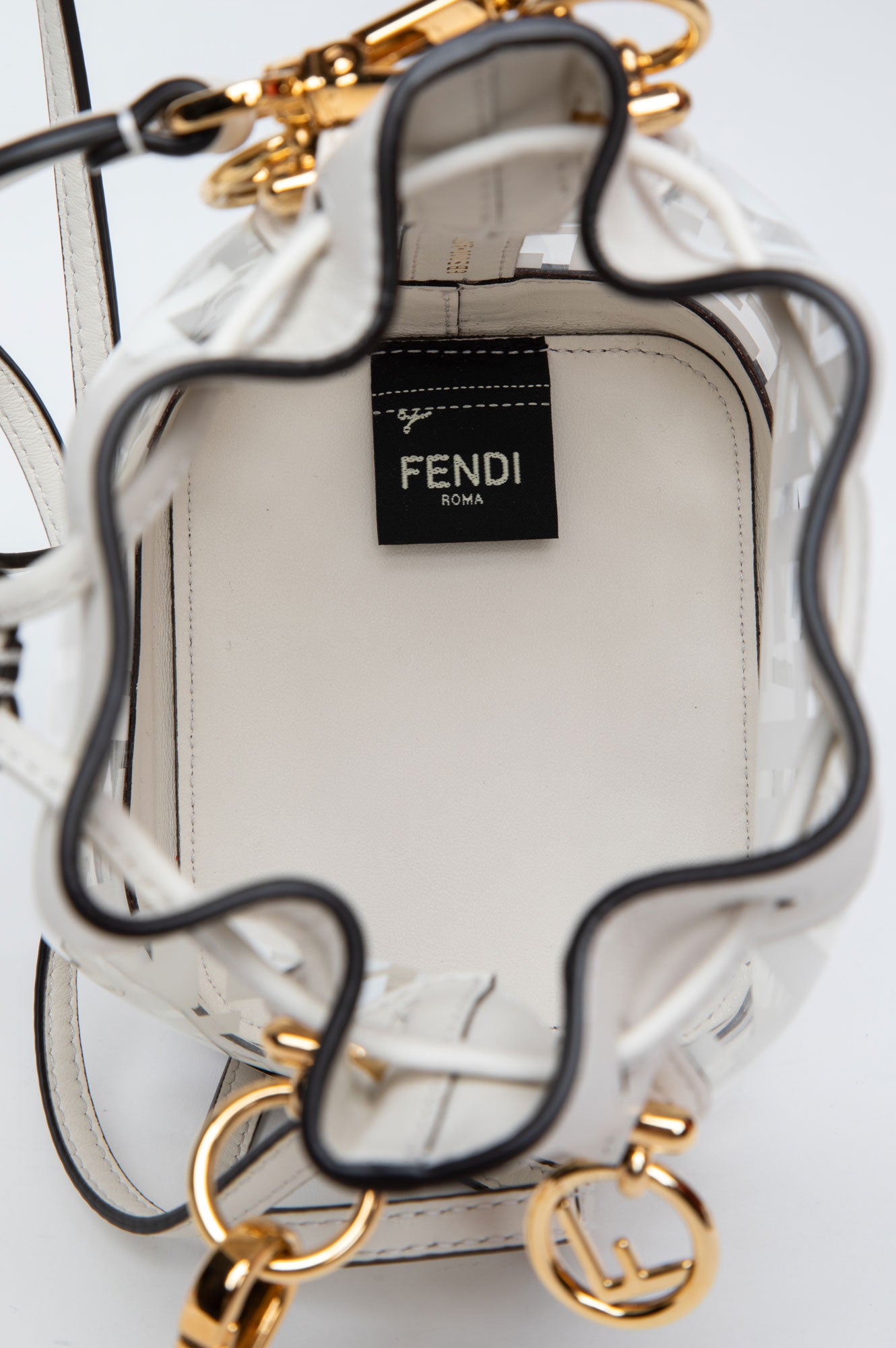 Fendi White Zucca Print Vinyl and Leather Mini Bucket Bag
