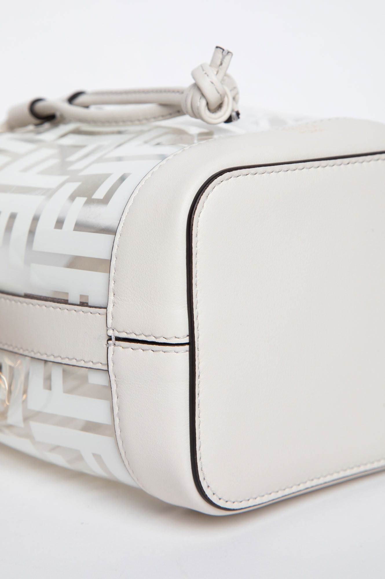 Fendi White Zucca Print Vinyl and Leather Mini Bucket Bag