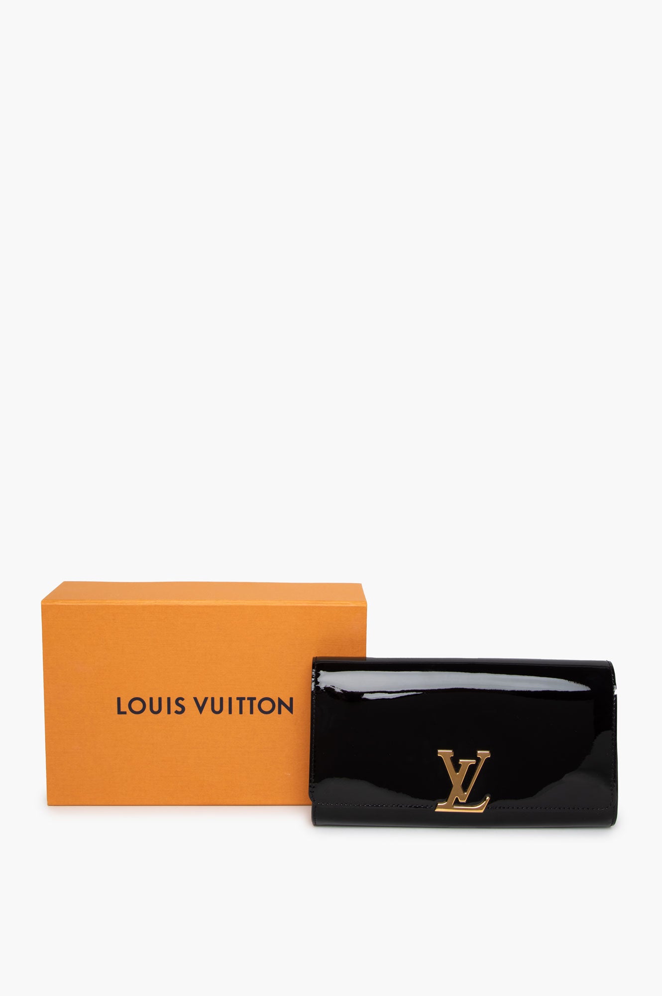 Louis Vuitton Black Vernis GHW Logo Louise Clutch