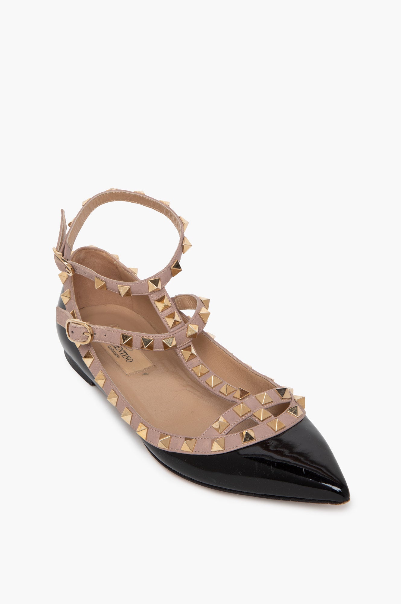 Valentino Black Patent Rockstud Ballet Flats Size 36.5