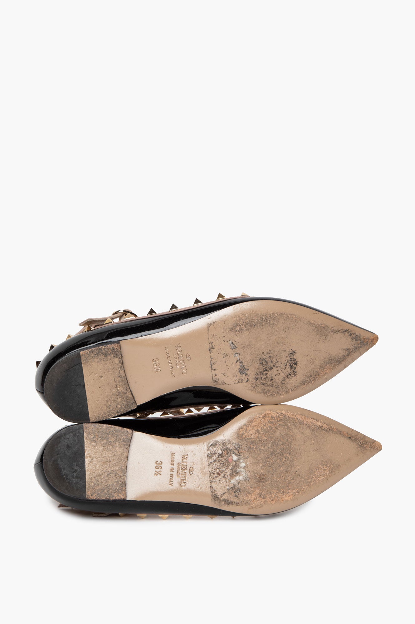 Valentino Black Patent Rockstud Ballet Flats Size 36.5