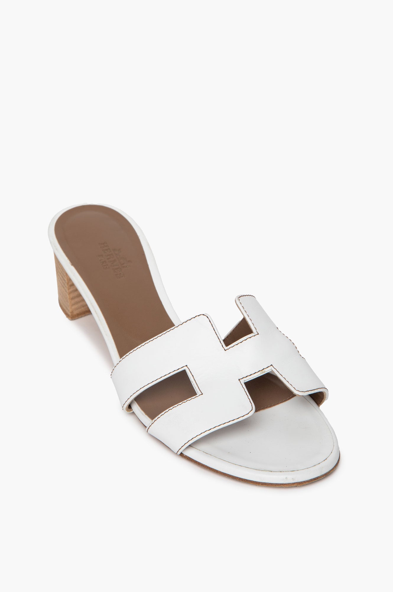 Hermès Blanc Swift Oasis Sandals Size 37