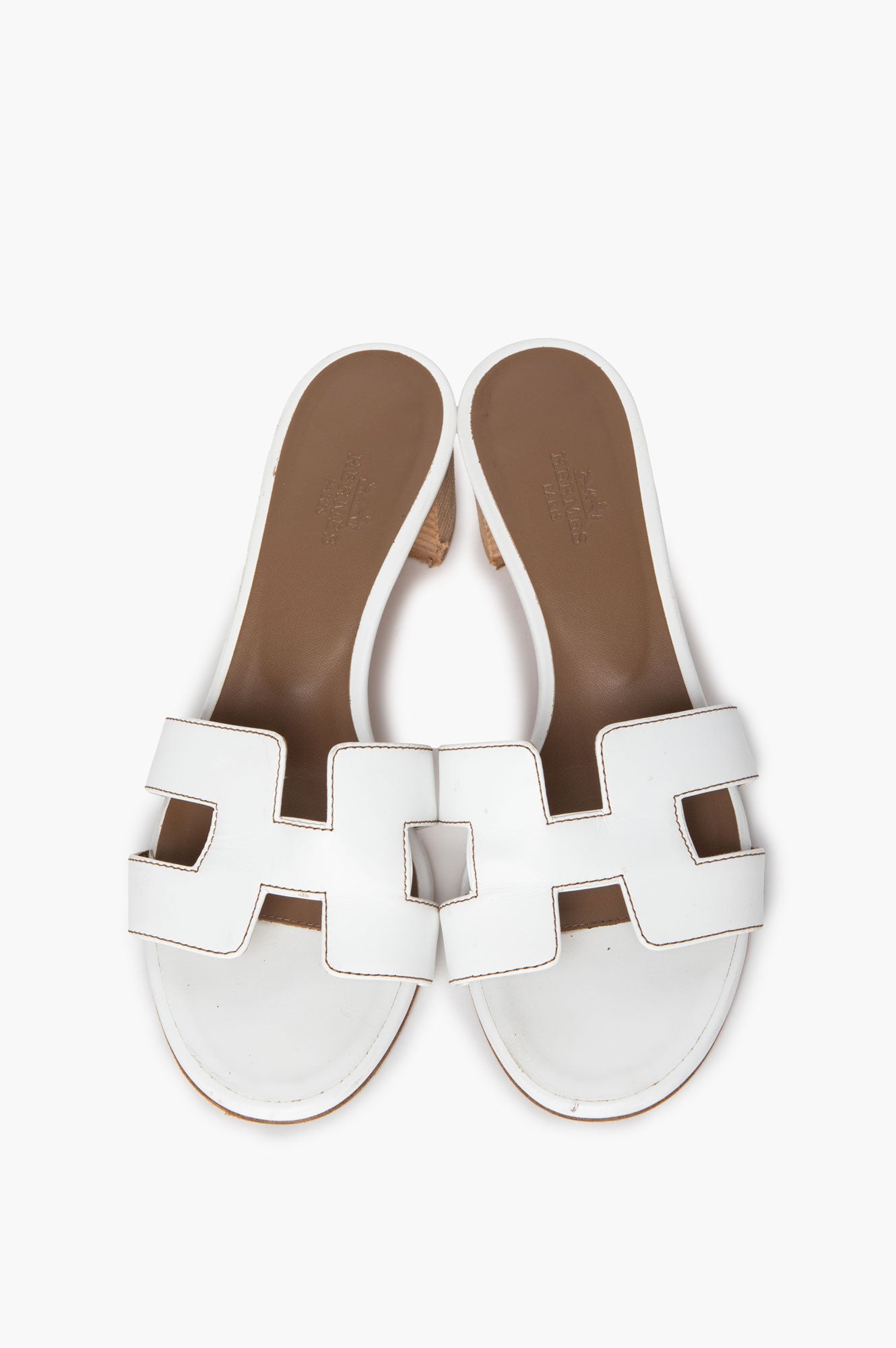 Hermès Blanc Swift Oasis Sandals Size 37