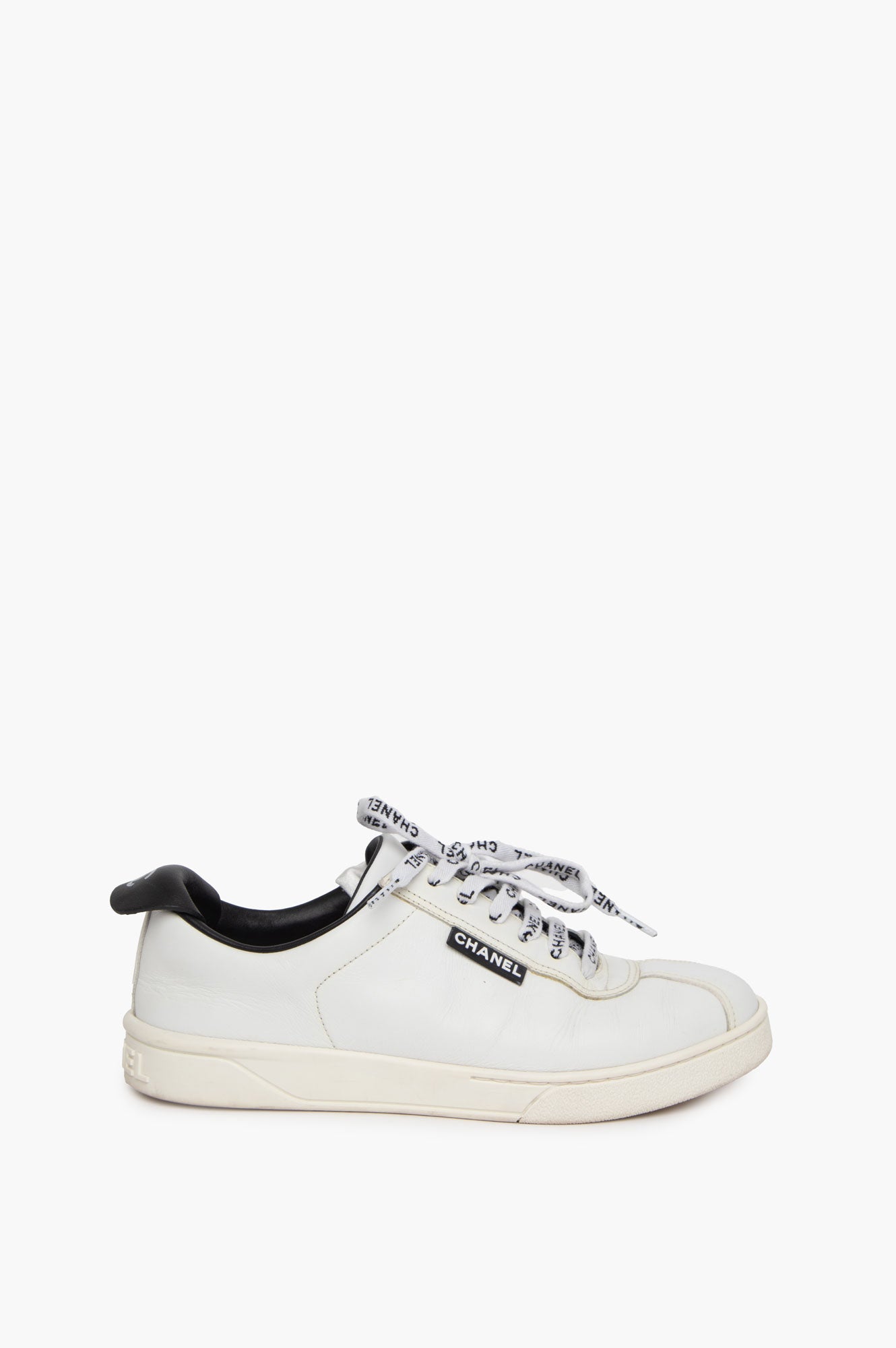 Chanel White Lace Up Weekend Sneaker Size 37