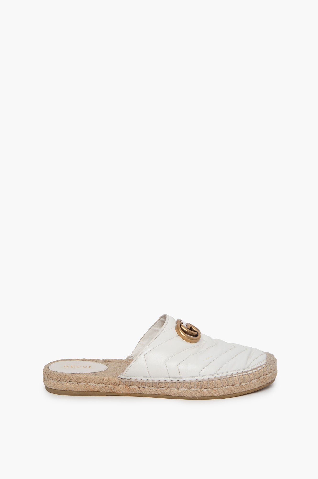 Gucci White Leather Mule Loafer Size 38