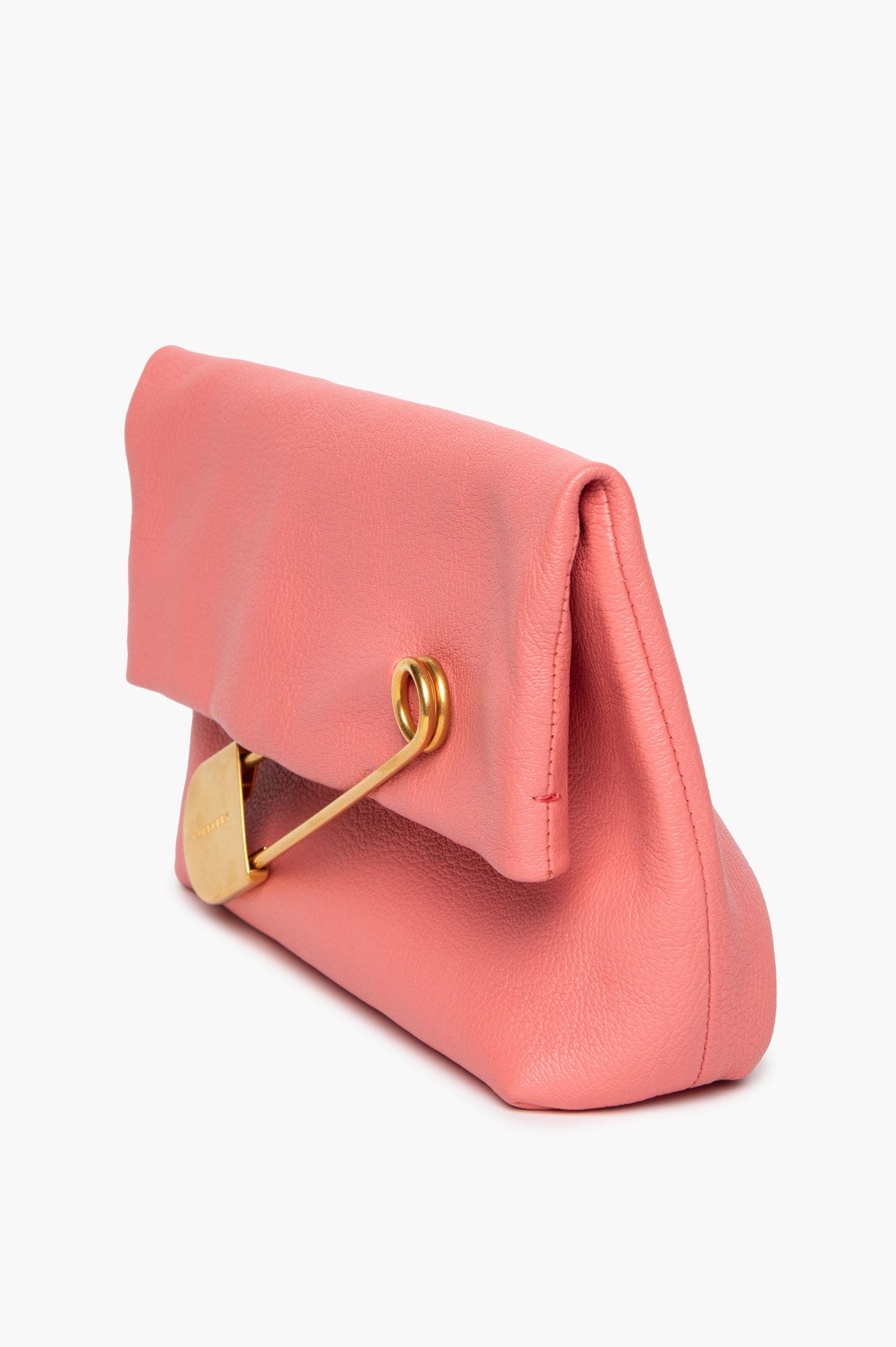 Burberry Coral Pink Leather Pin Clutch