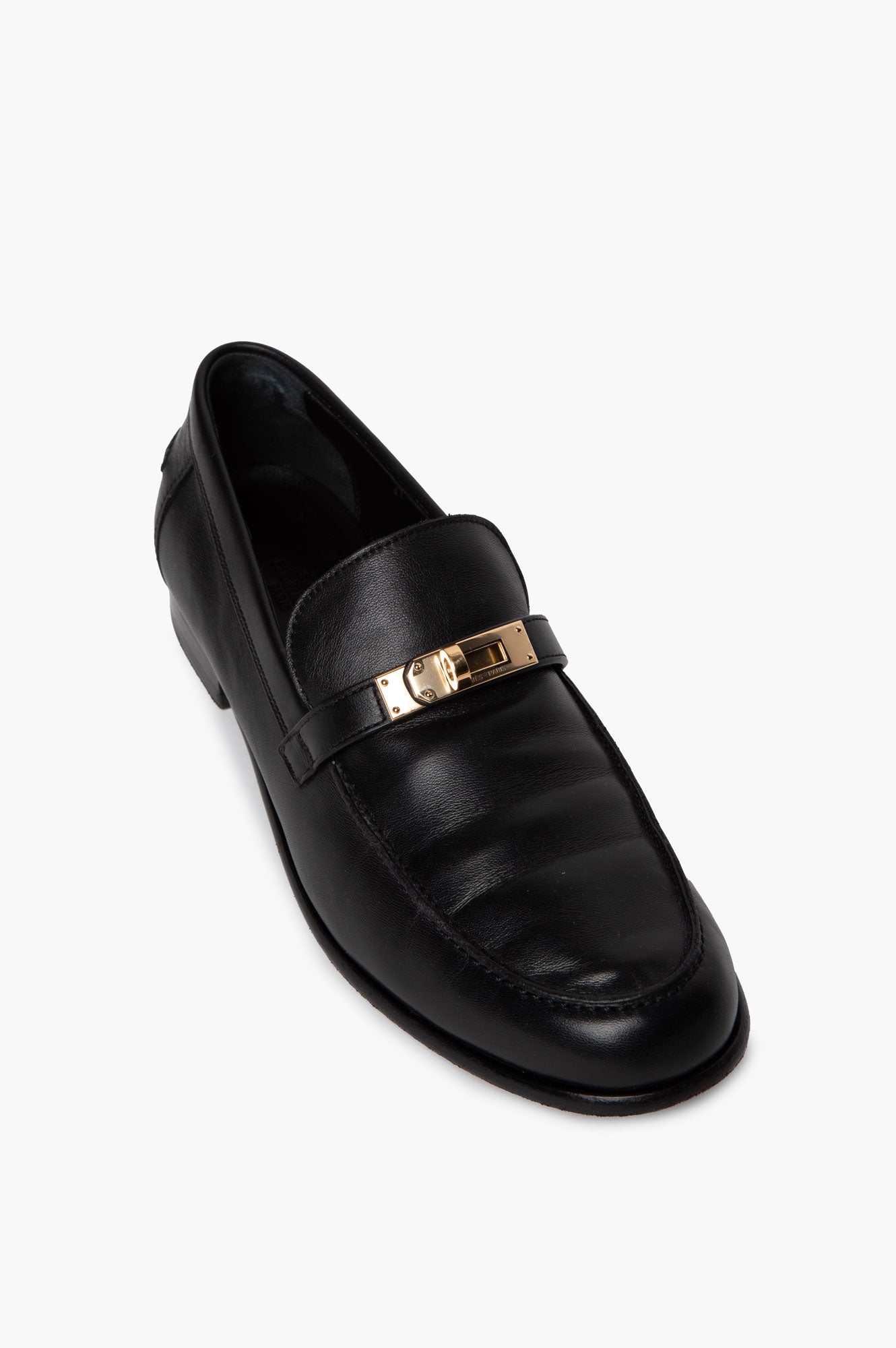 Hermes Black Leather GHW Destin Loafer Size 40